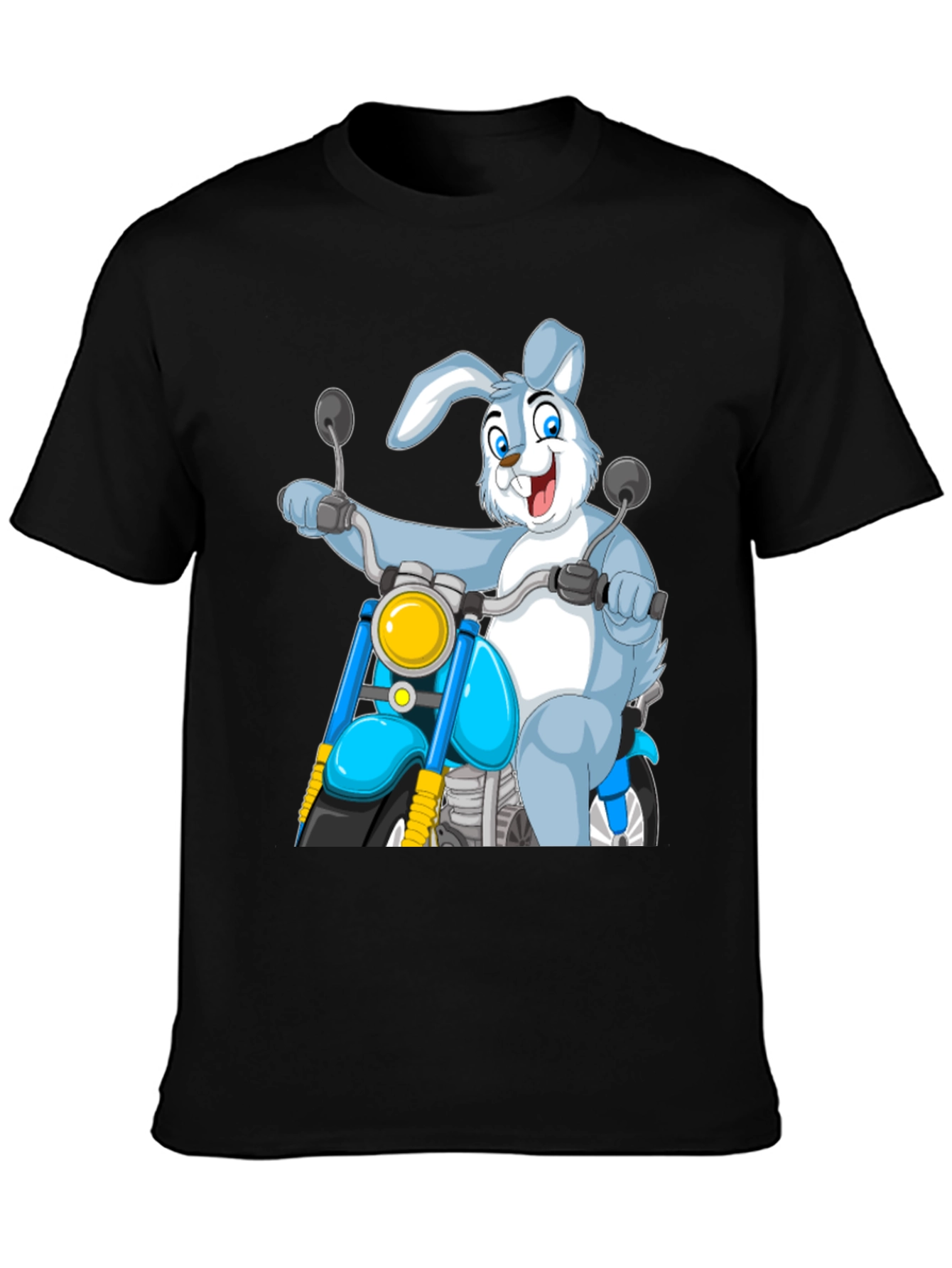 Bunny Biker T-Shirt - Cartoon Motorcycle Rabbit Tee