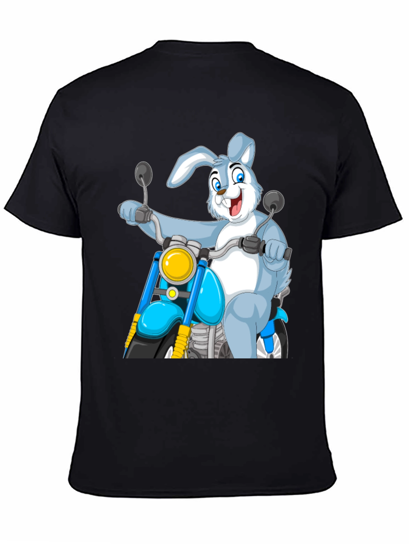 Bunny Biker T-Shirt - Cartoon Motorcycle Rabbit Tee