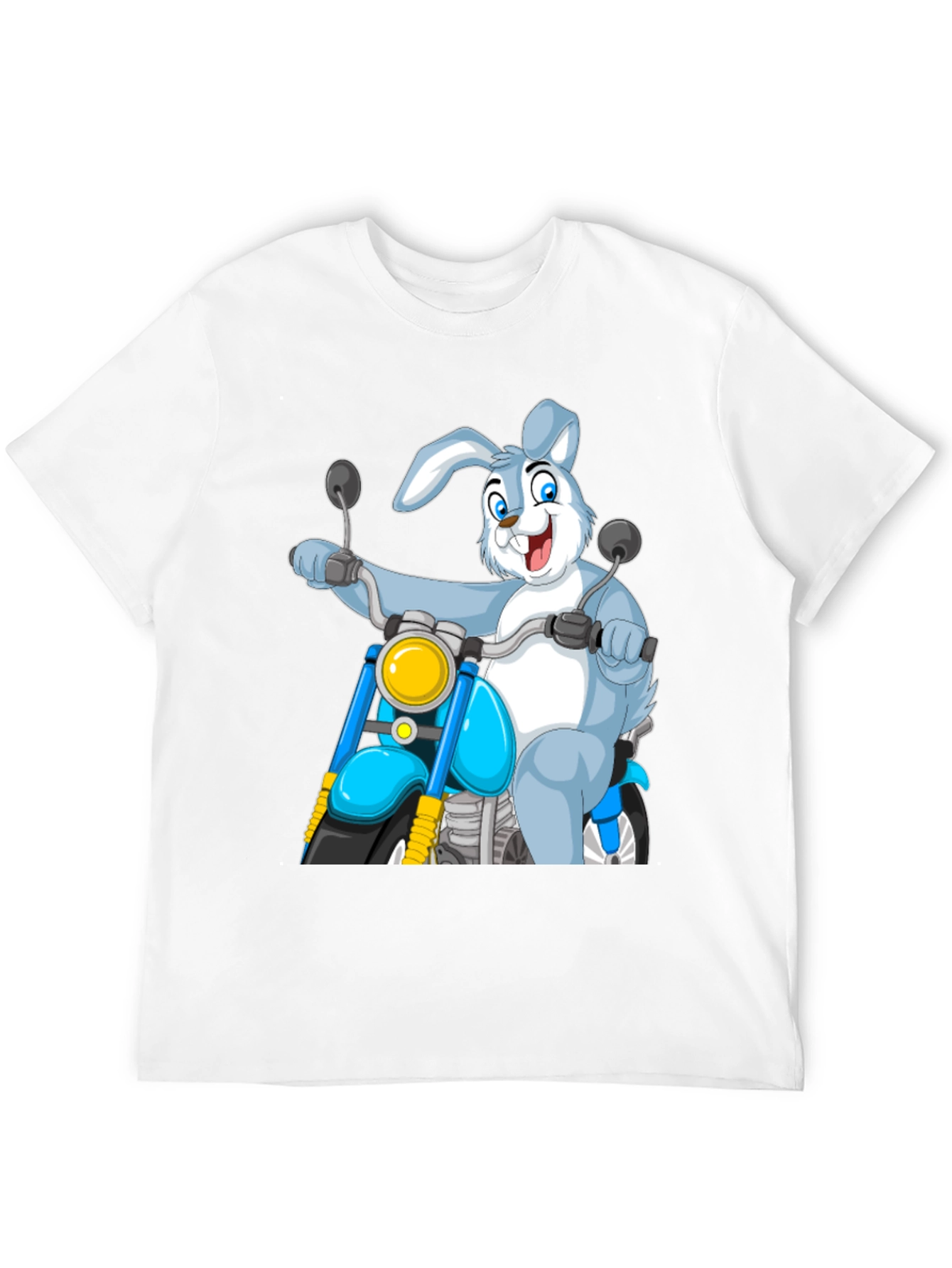 Bunny Biker T-Shirt - Cartoon Motorcycle Rabbit Tee
