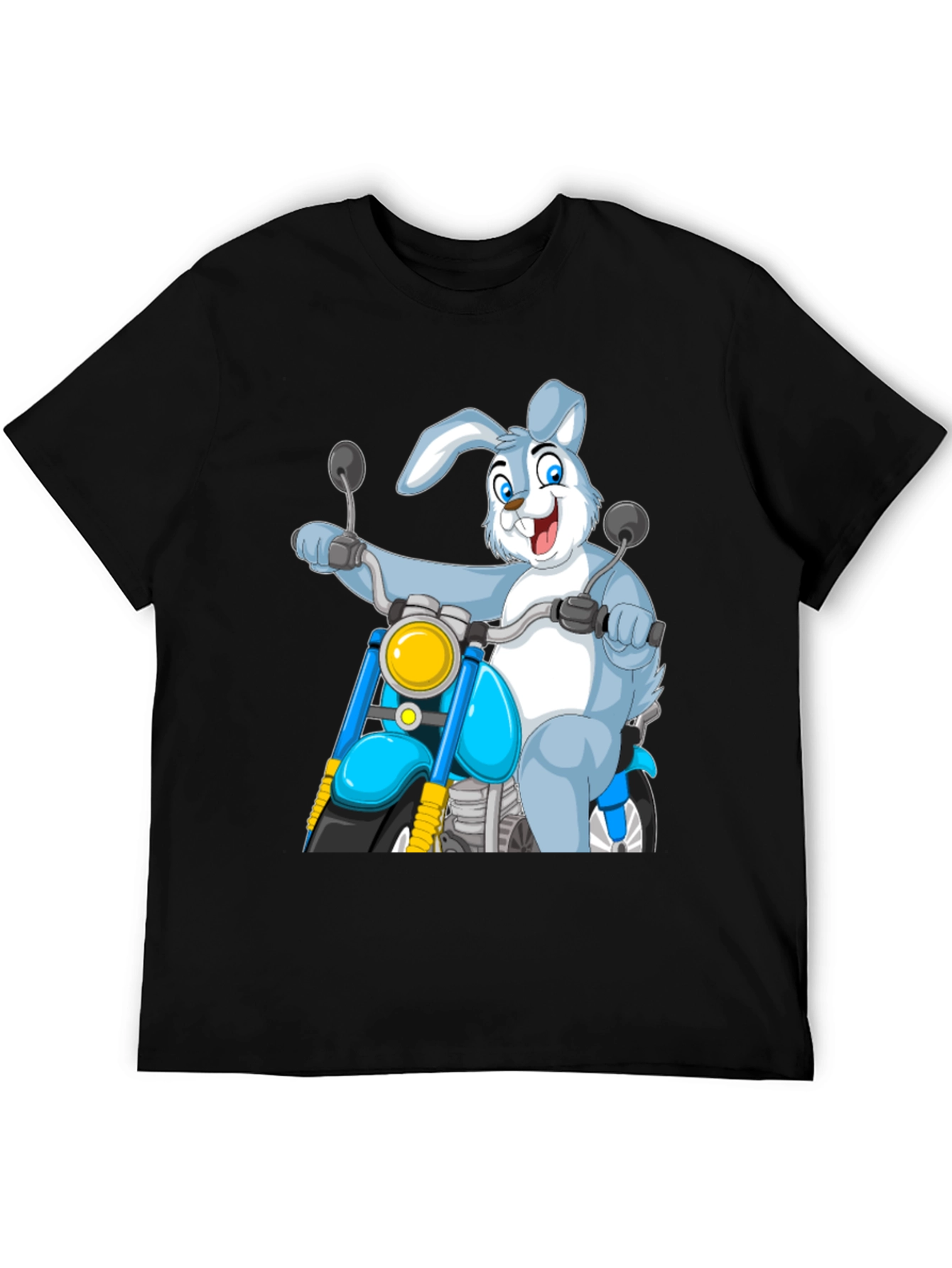 Bunny Biker T-Shirt - Cartoon Motorcycle Rabbit Tee