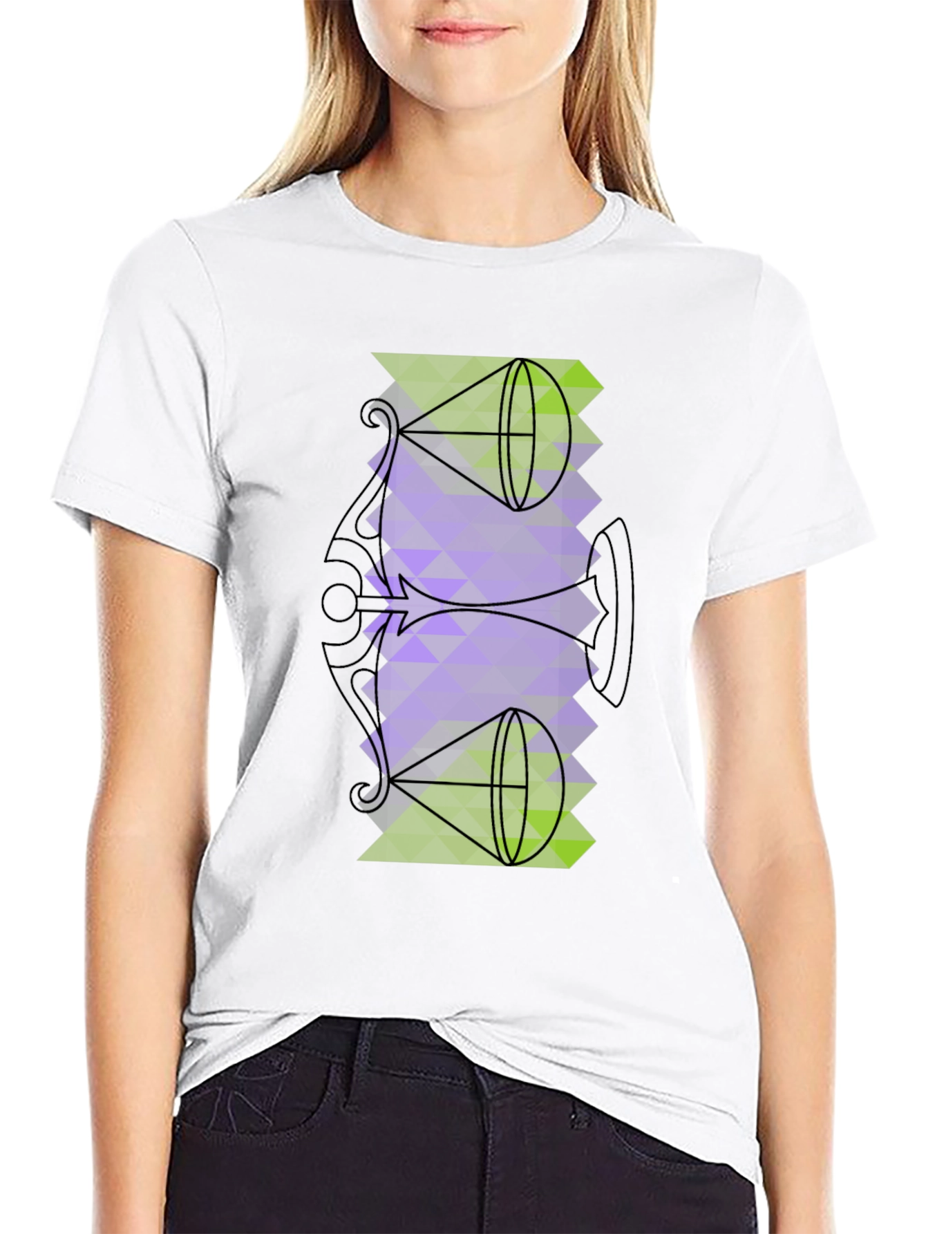 Geometric Graphic Tee - Abstract Trumpet Design