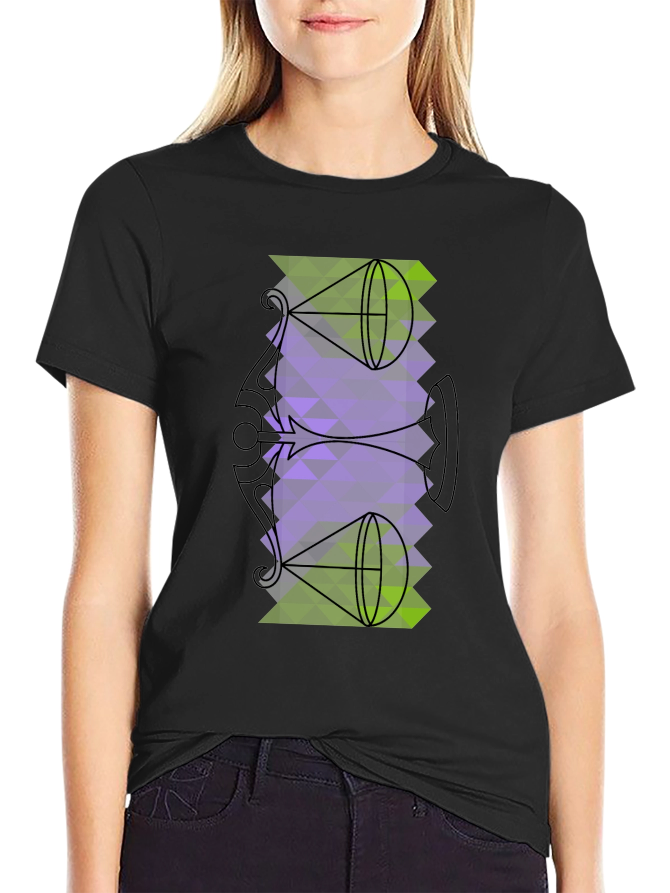 Geometric Graphic Tee - Abstract Trumpet Design