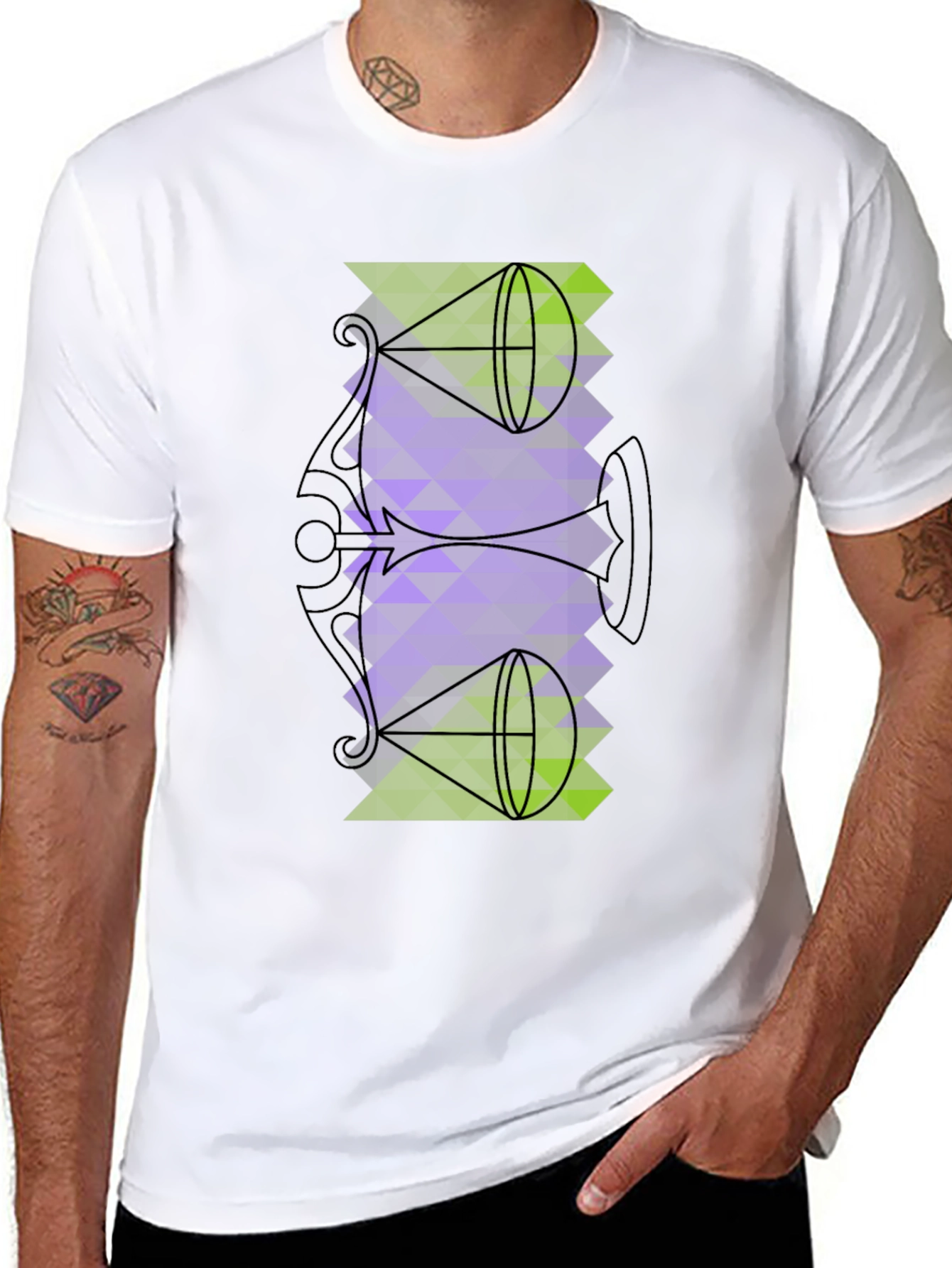 Geometric Graphic Tee - Abstract Trumpet Design