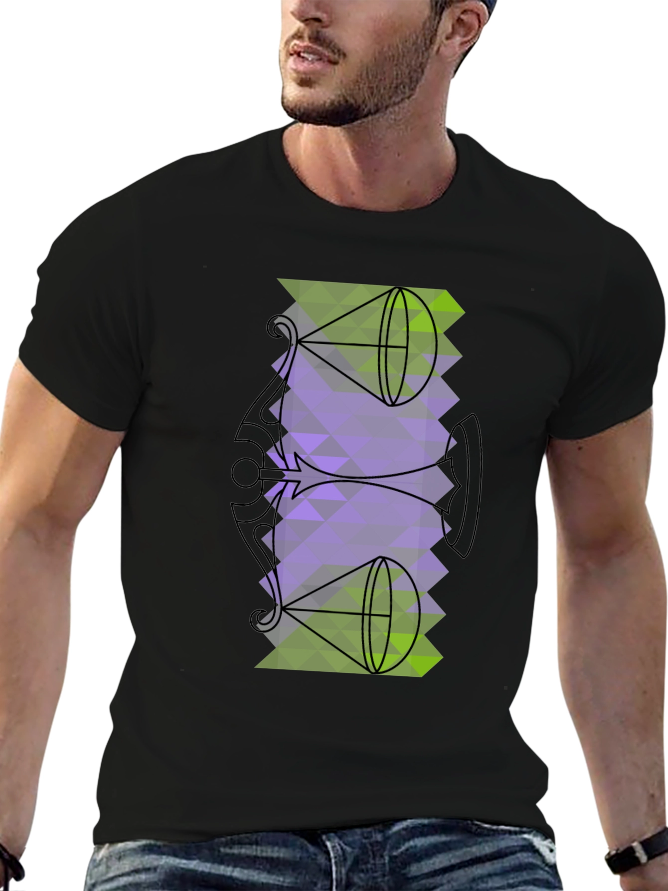 Geometric Graphic Tee - Abstract Trumpet Design