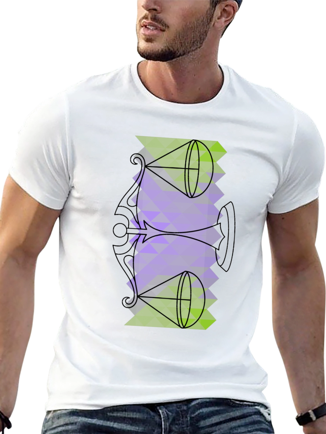 Geometric Graphic Tee - Abstract Trumpet Design