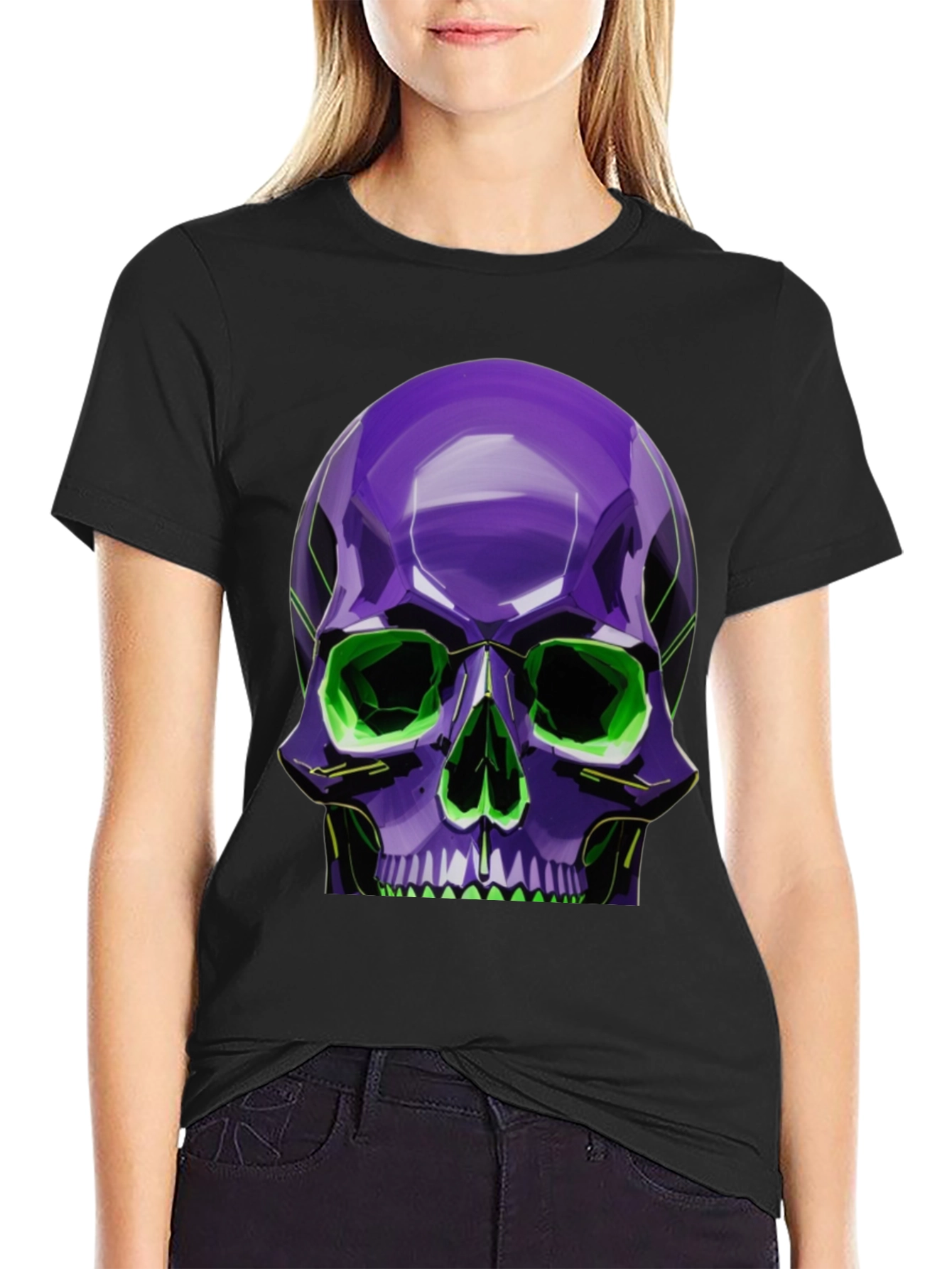 Neon Skull Graphic Tee - Stylish Bold Design