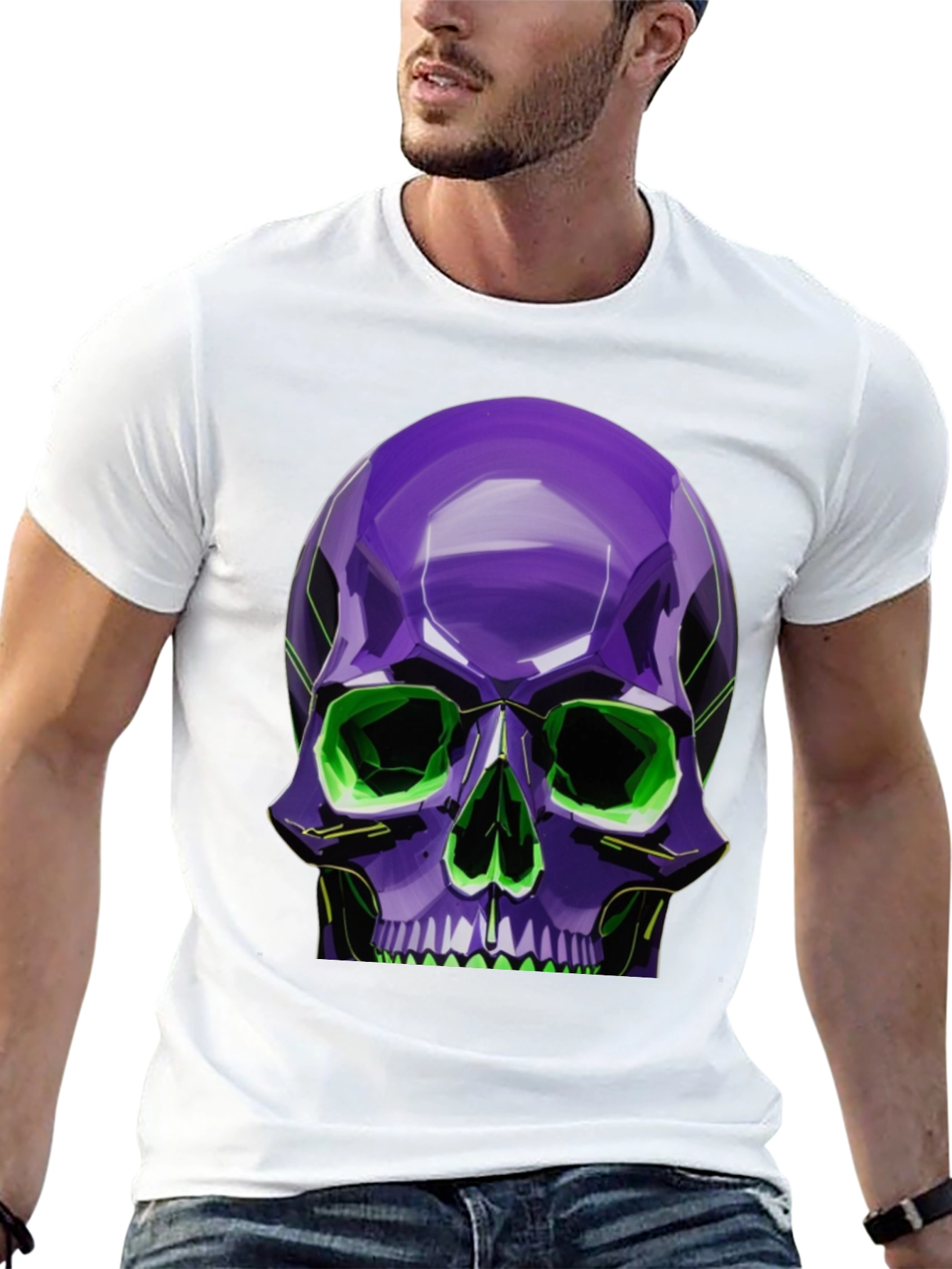 Neon Skull Graphic Tee - Stylish Bold Design