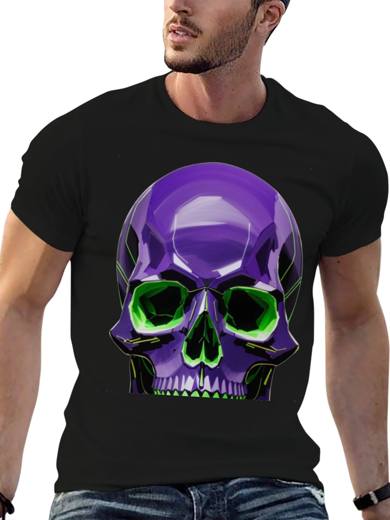 Neon Skull Graphic Tee - Stylish Bold Design