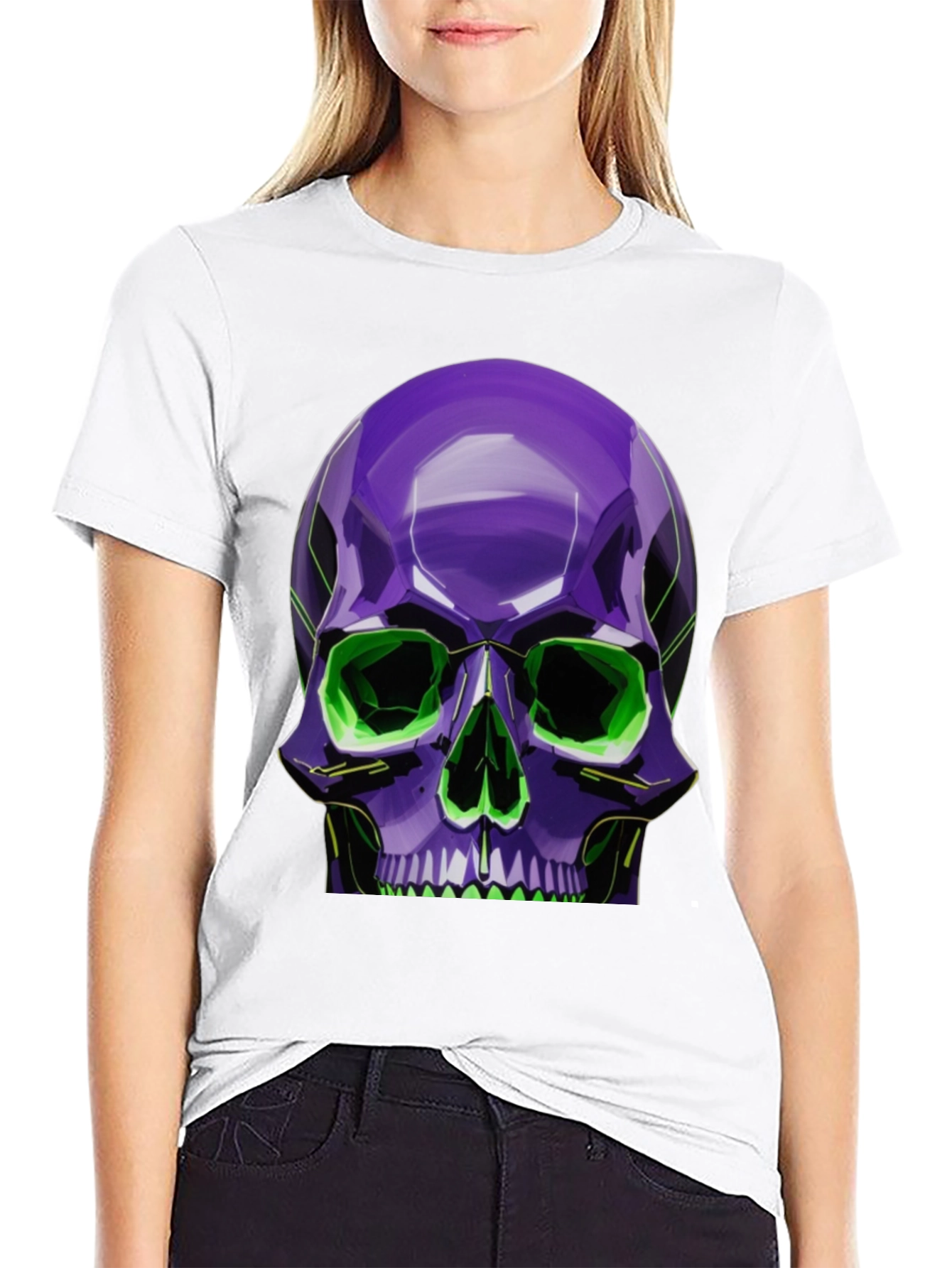 Neon Skull Graphic Tee - Stylish Bold Design