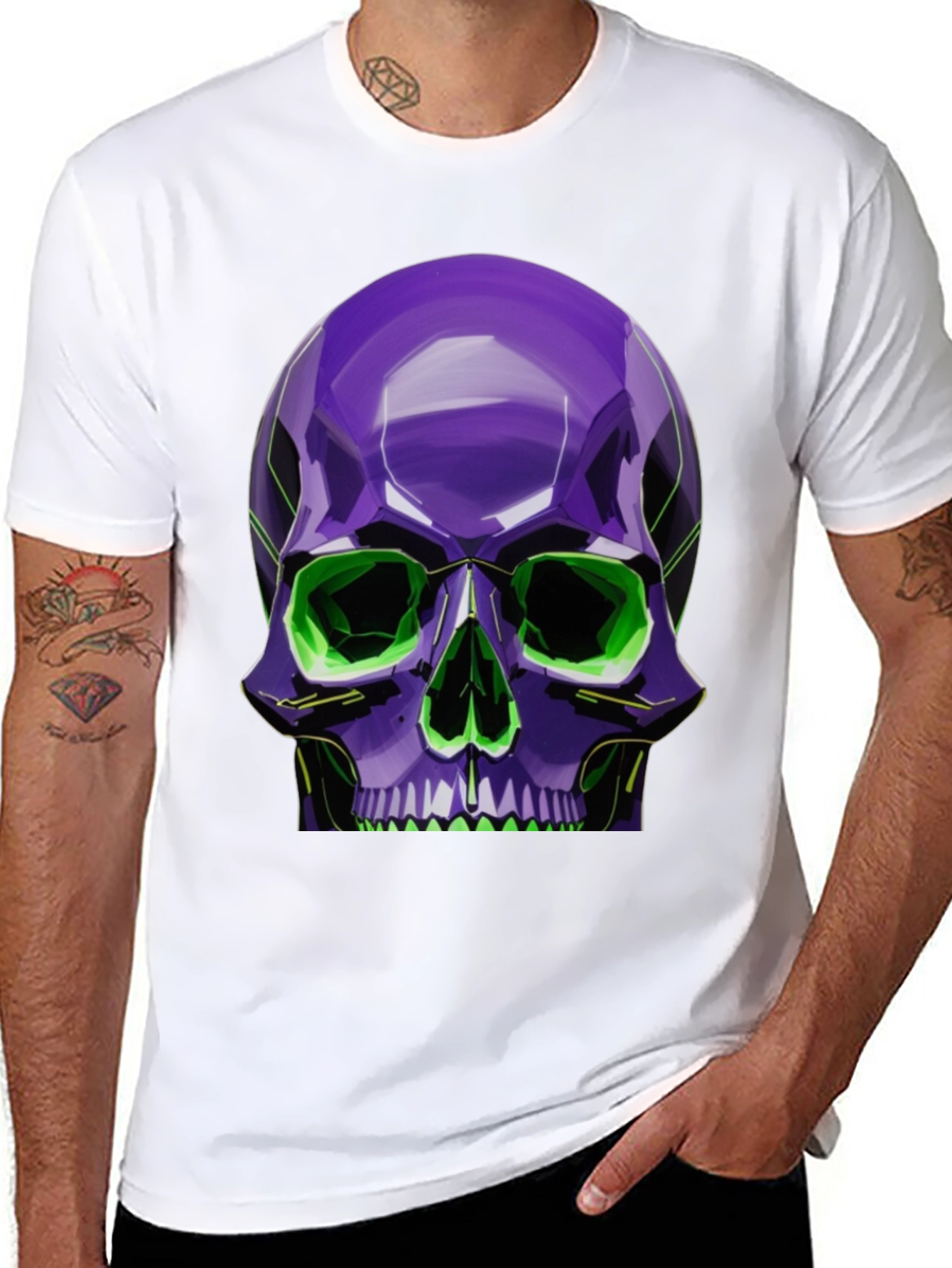 Neon Skull Graphic Tee - Stylish Bold Design