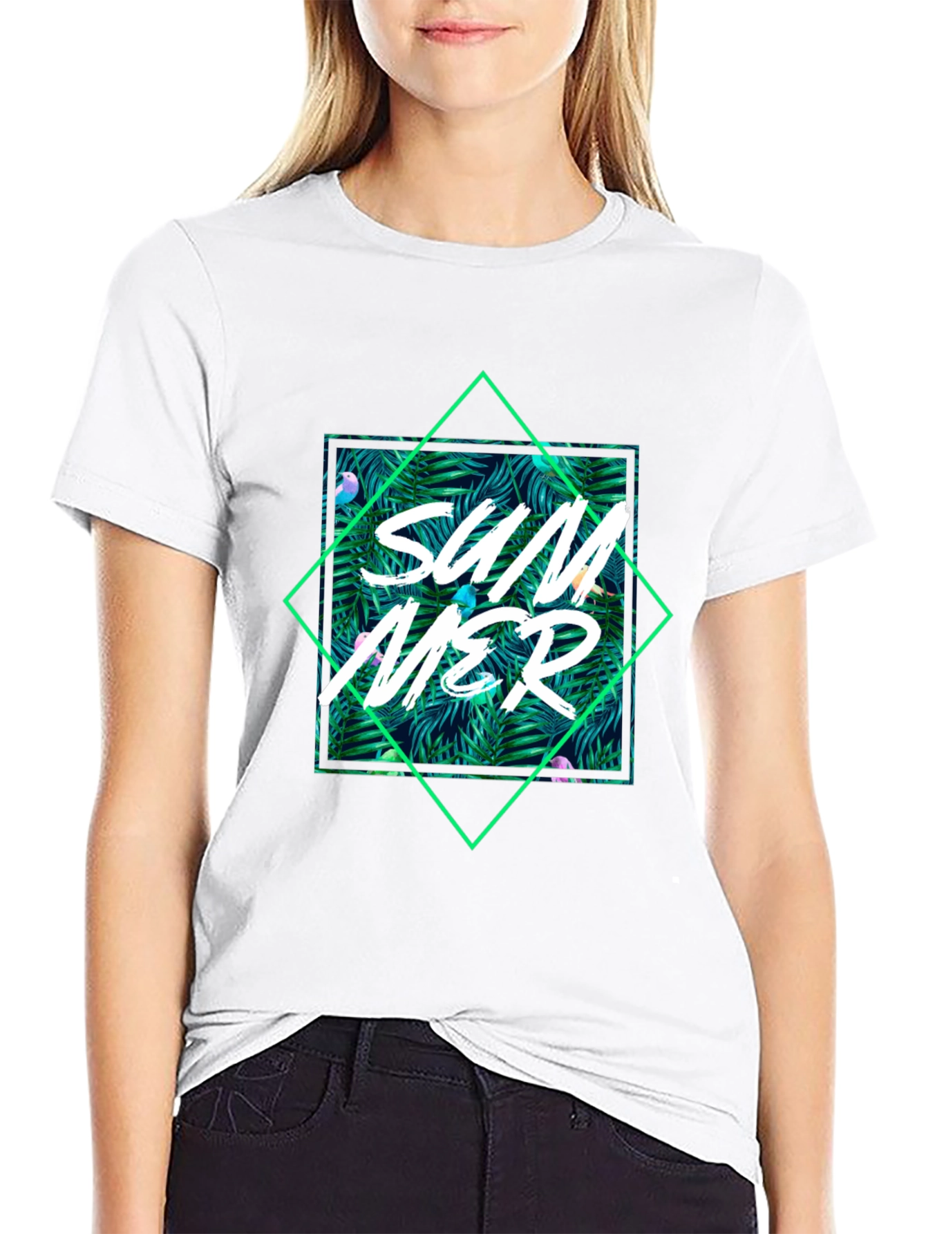 Tropical Summer Graphic Tee - Black