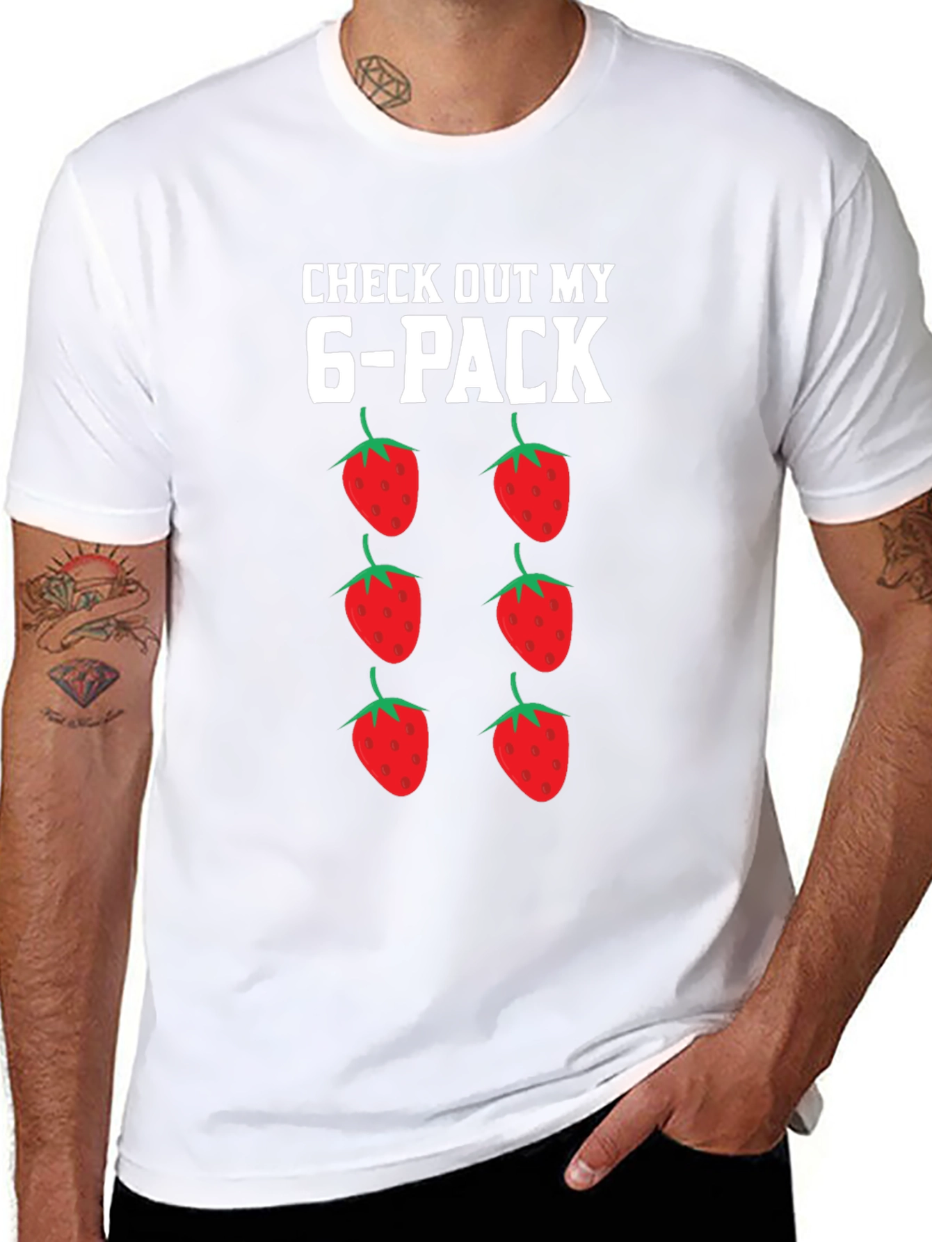Funny Strawberry 6-Pack Graphic T-Shirt