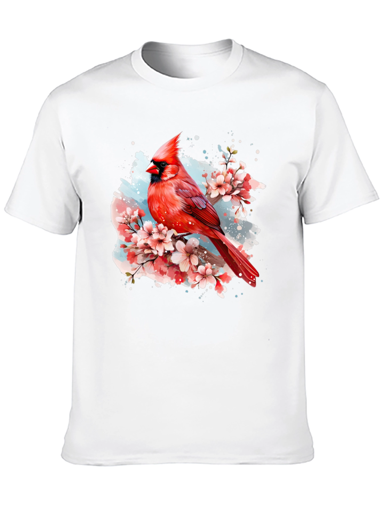 Cardinal Bird Floral T-Shirt - Nature Inspired Design
