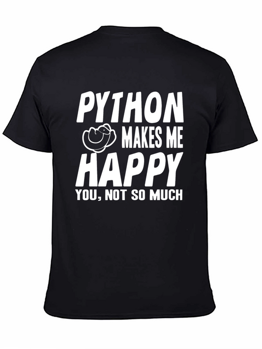 Python Makes Me Happy Black T-Shirt