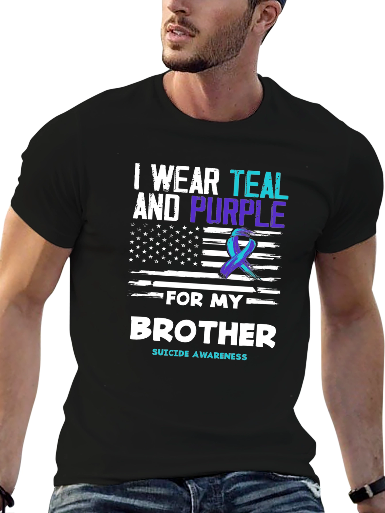 Teal and Purple Suicide Awareness Brother T-Shirt