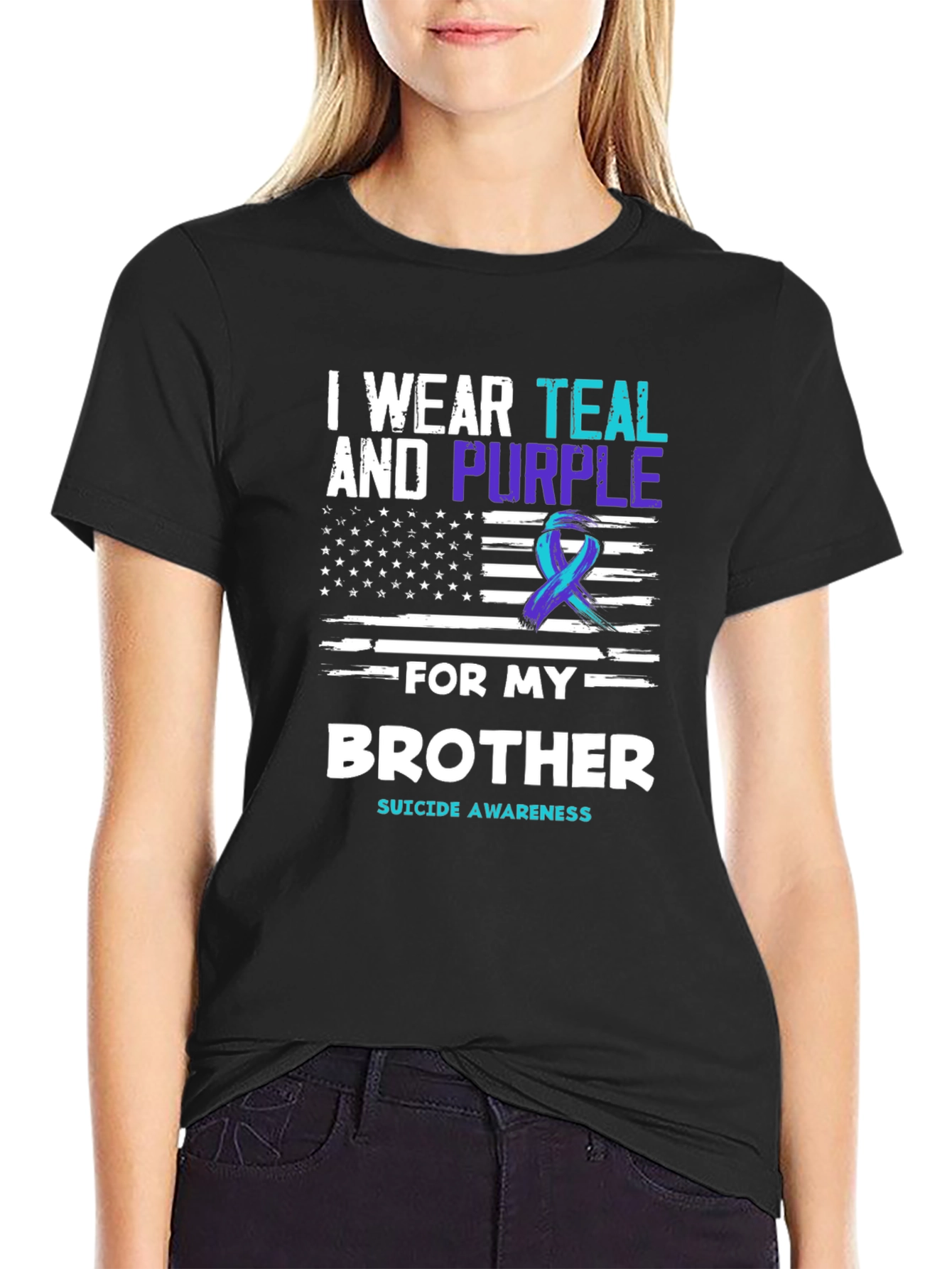 Teal and Purple Suicide Awareness Brother T-Shirt
