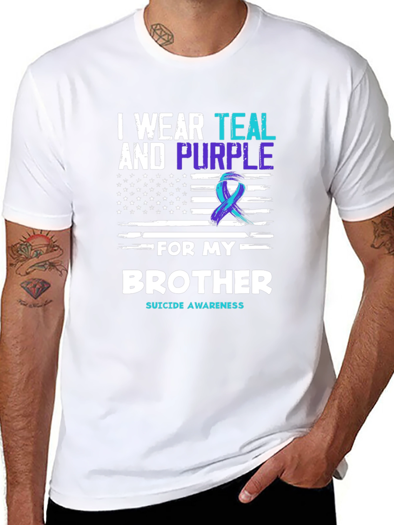 Teal and Purple Suicide Awareness Brother T-Shirt