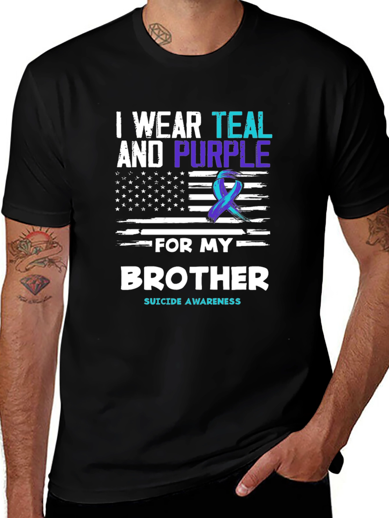 Teal and Purple Suicide Awareness Brother T-Shirt