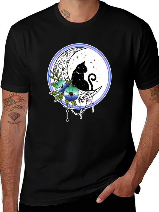 Celestial Cat on Moon T-Shirt
