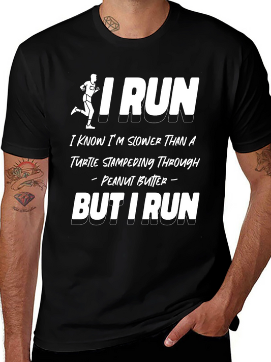 Funny Running T-Shirt - Turtle Stampeding Through Peanut Butter