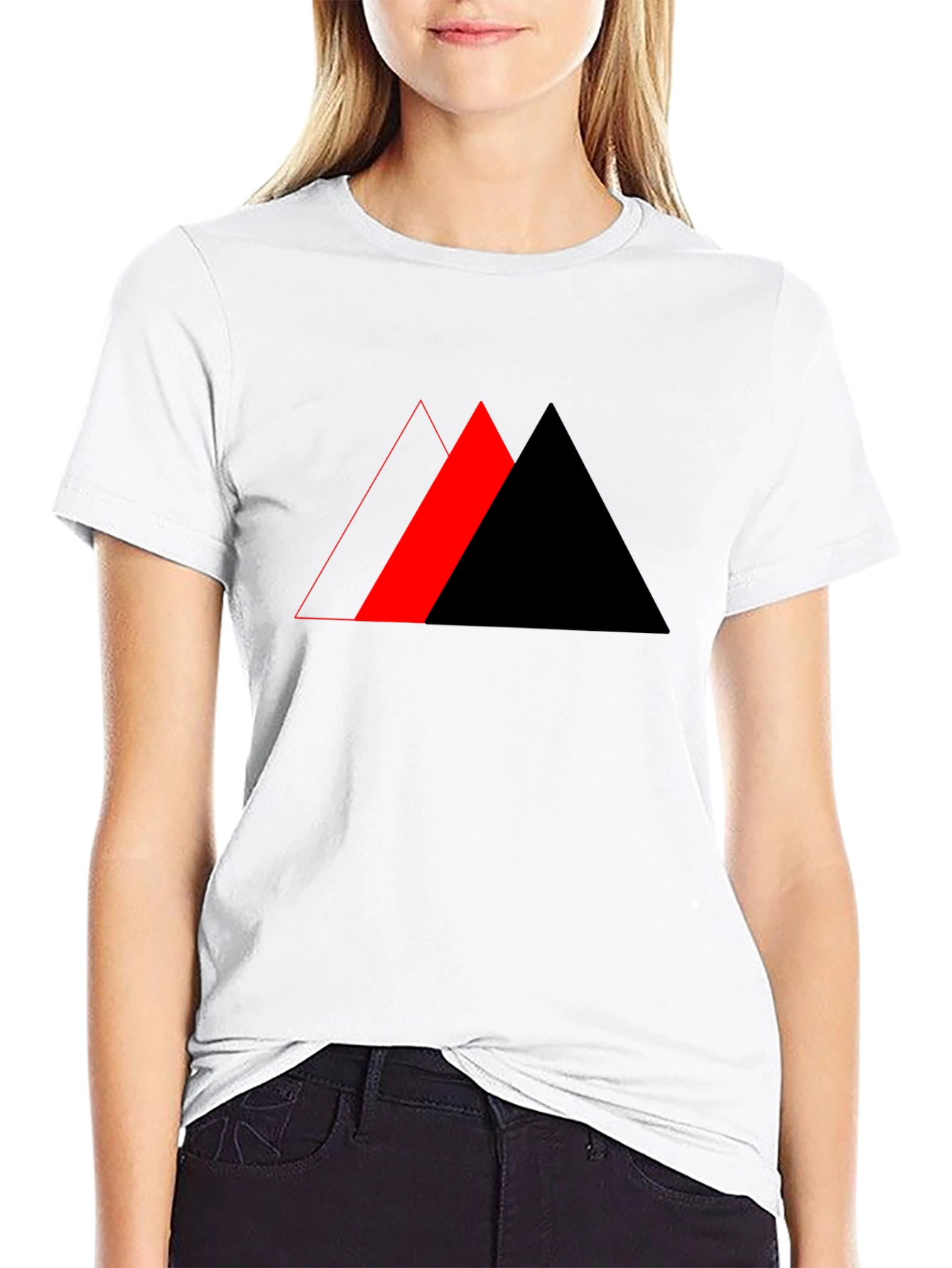 Geometric Triangle Design Black T-Shirt