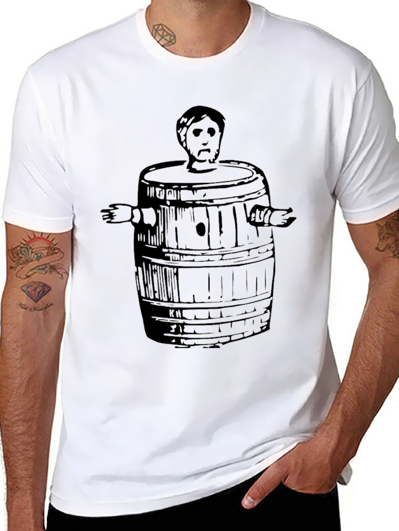 Man in Barrel Graphic T-Shirt - Black