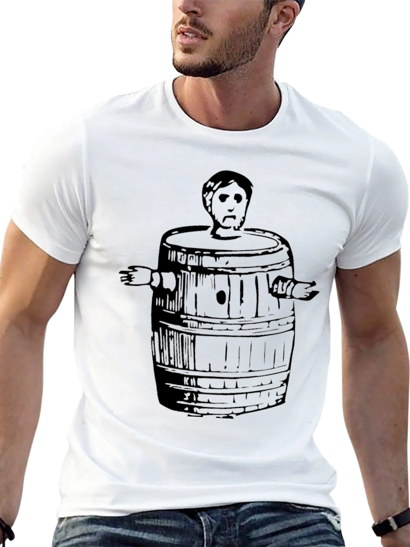 Man in Barrel Graphic T-Shirt - Black