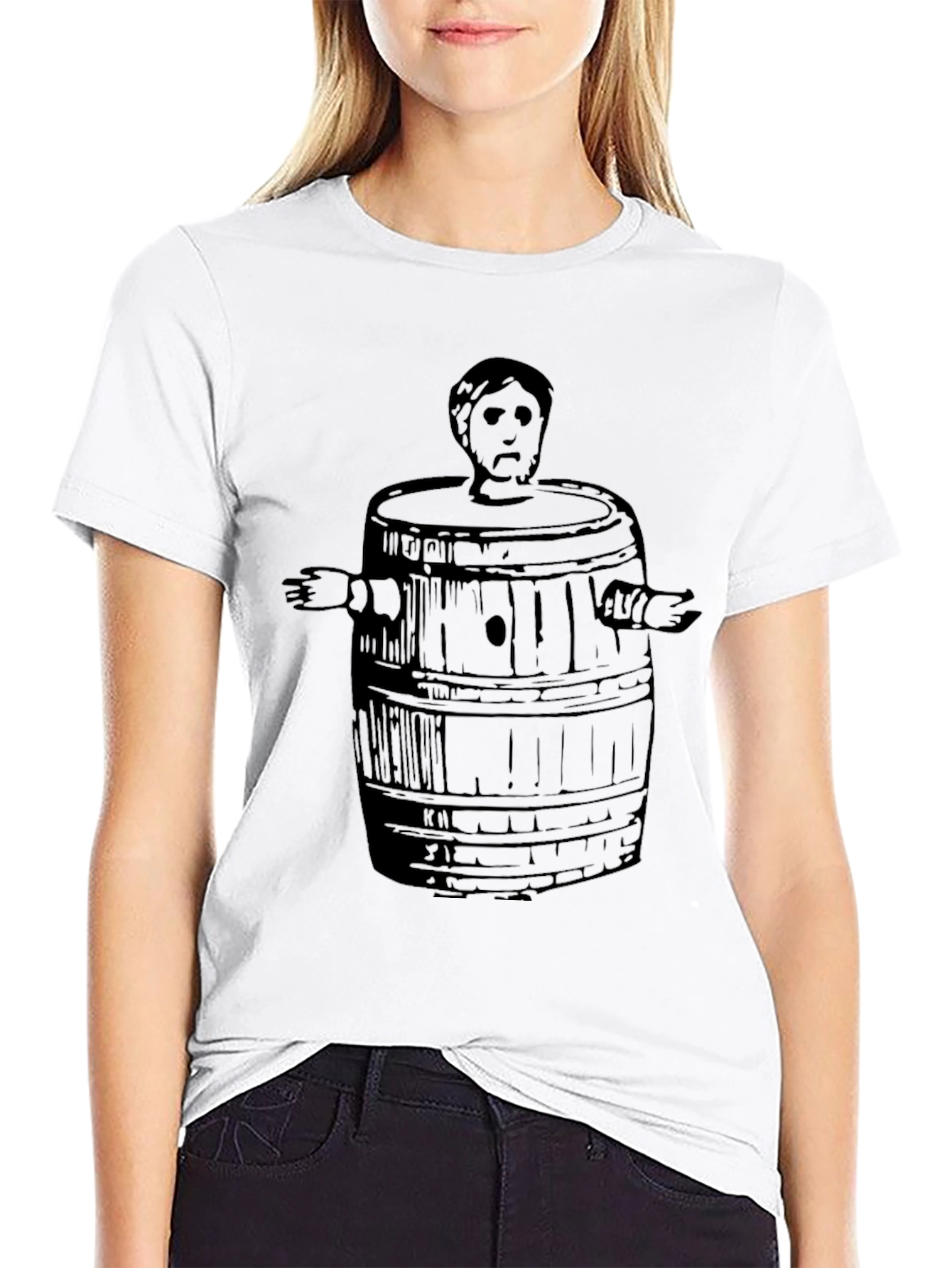 Man in Barrel Graphic T-Shirt - Black