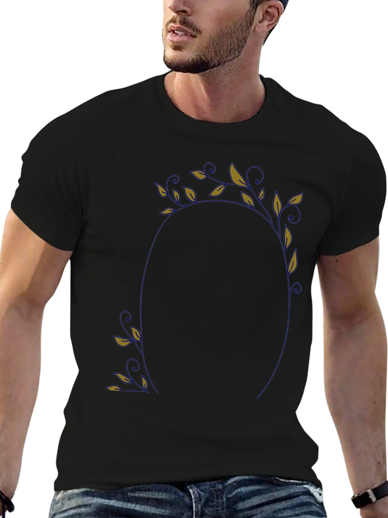 Floral Frame Black T-Shirt