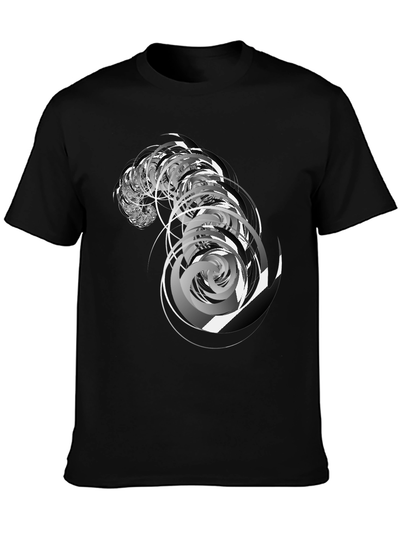 Abstract Swirl Graphic Black T-Shirt