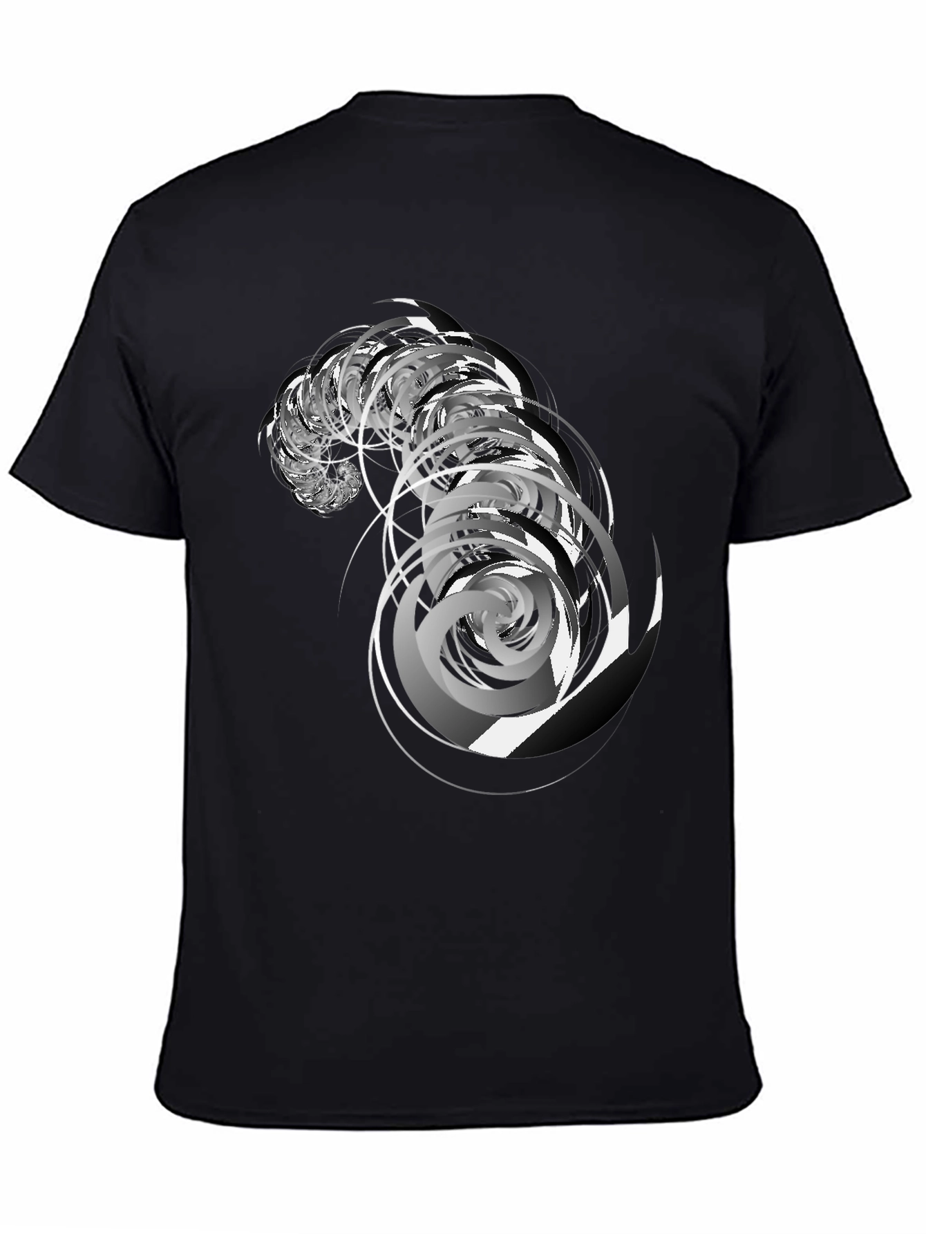 Abstract Swirl Graphic Black T-Shirt
