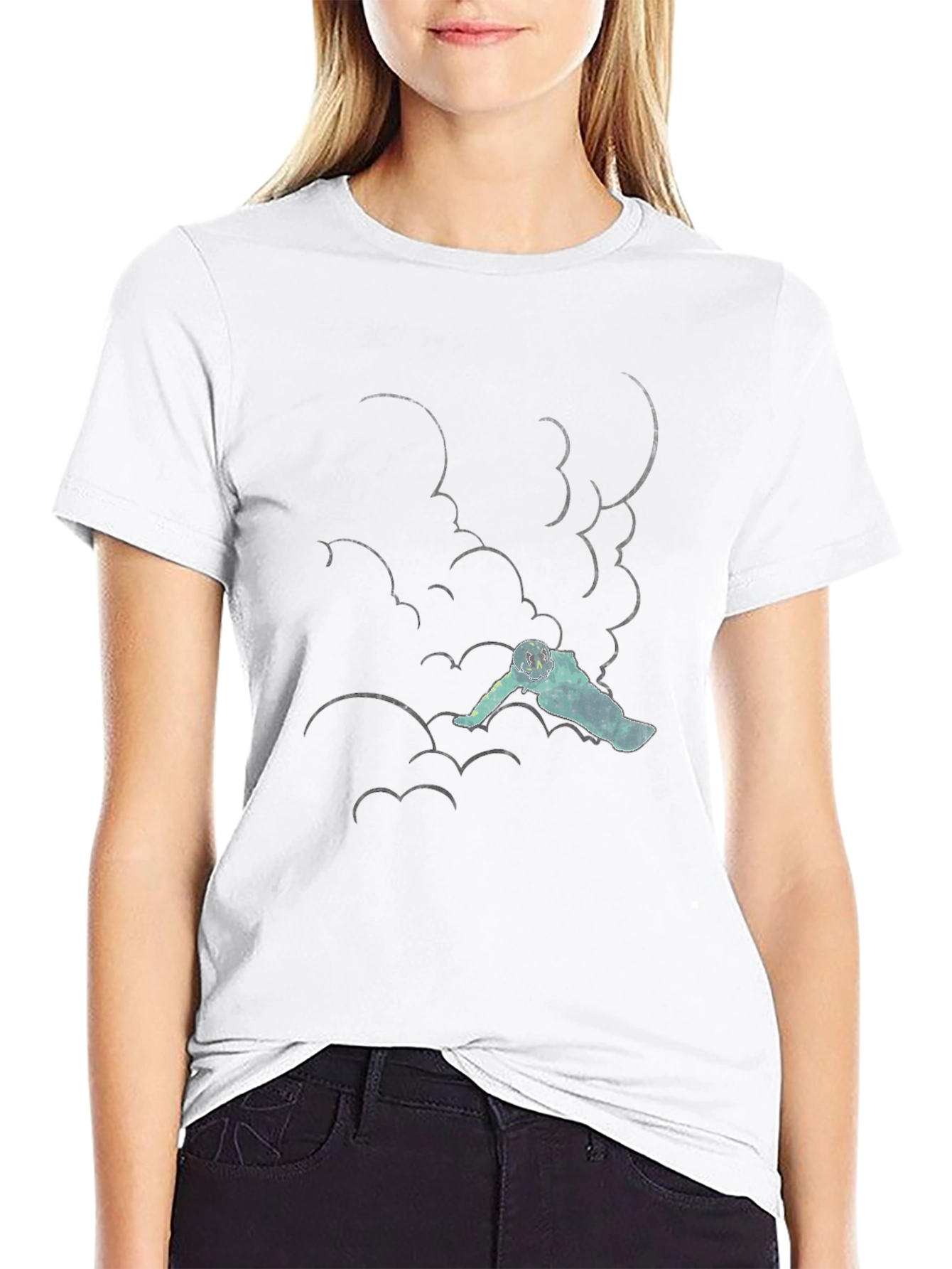 Astronaut in Clouds Black T-Shirt