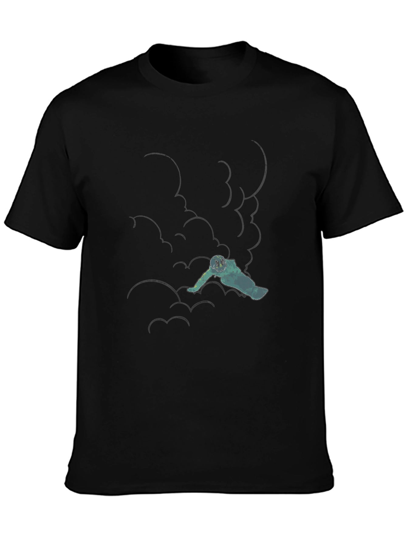 Astronaut in Clouds Black T-Shirt