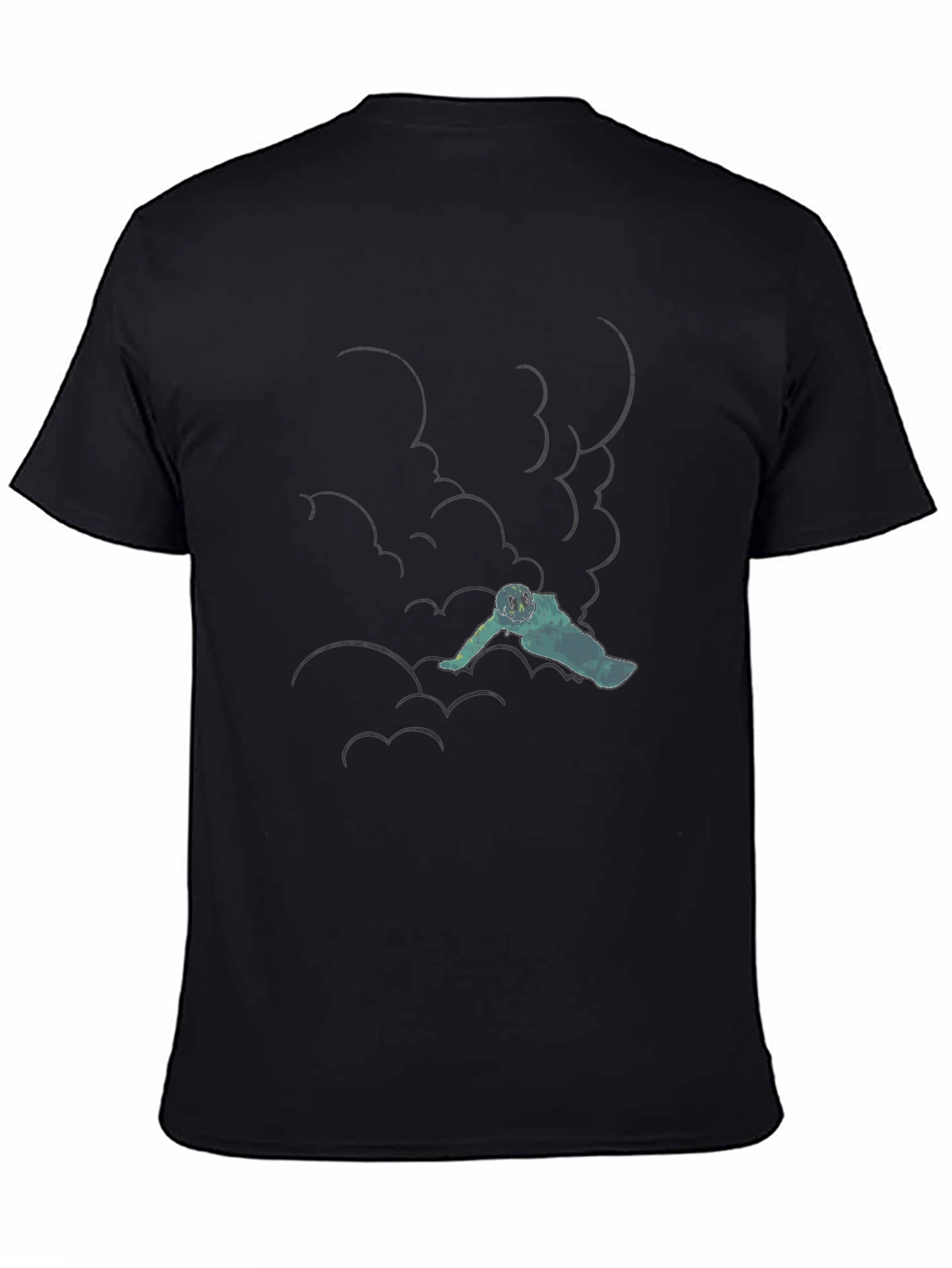 Astronaut in Clouds Black T-Shirt