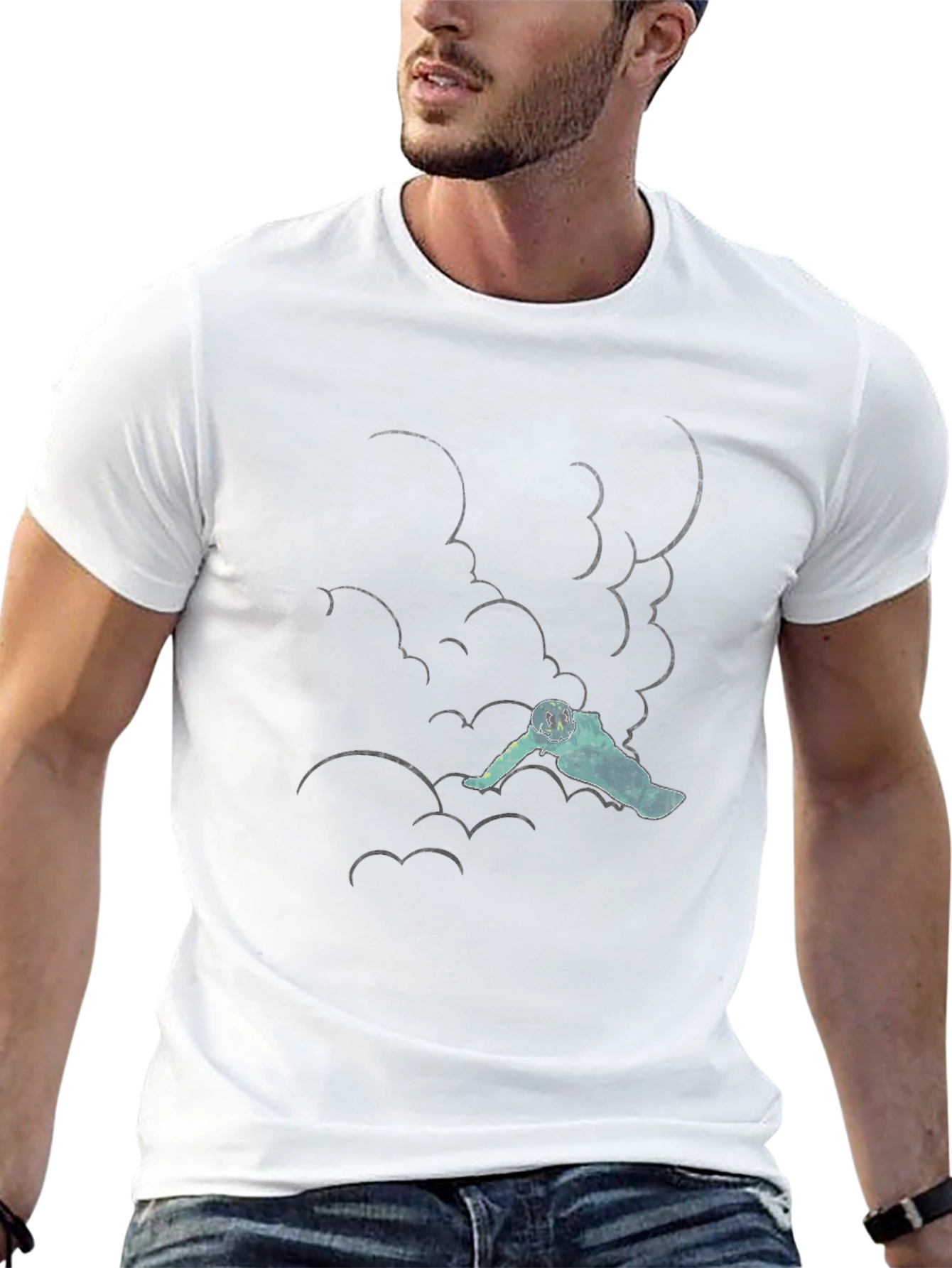 Astronaut in Clouds Black T-Shirt