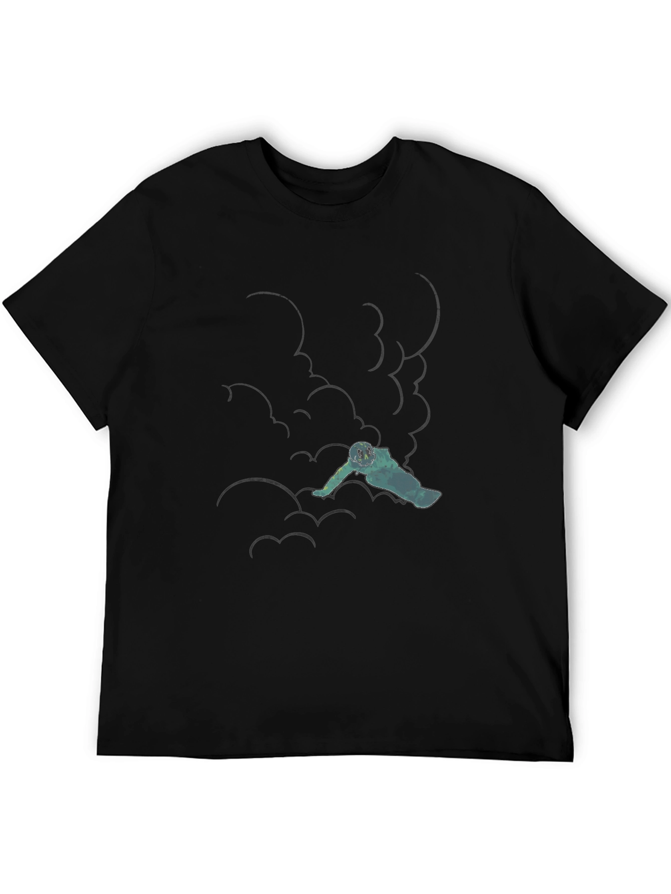 Astronaut in Clouds Black T-Shirt