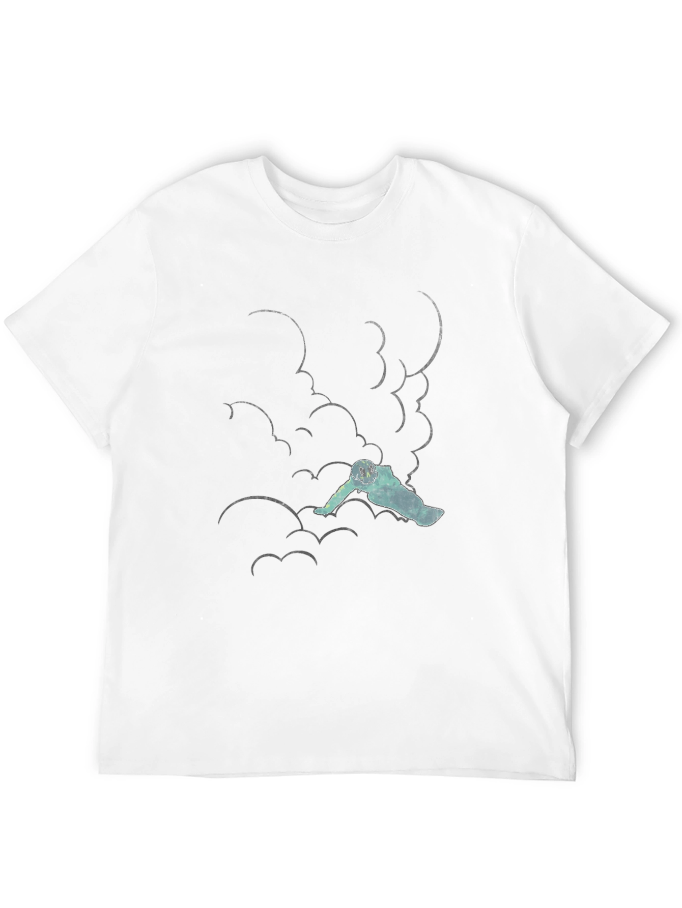 Astronaut in Clouds Black T-Shirt