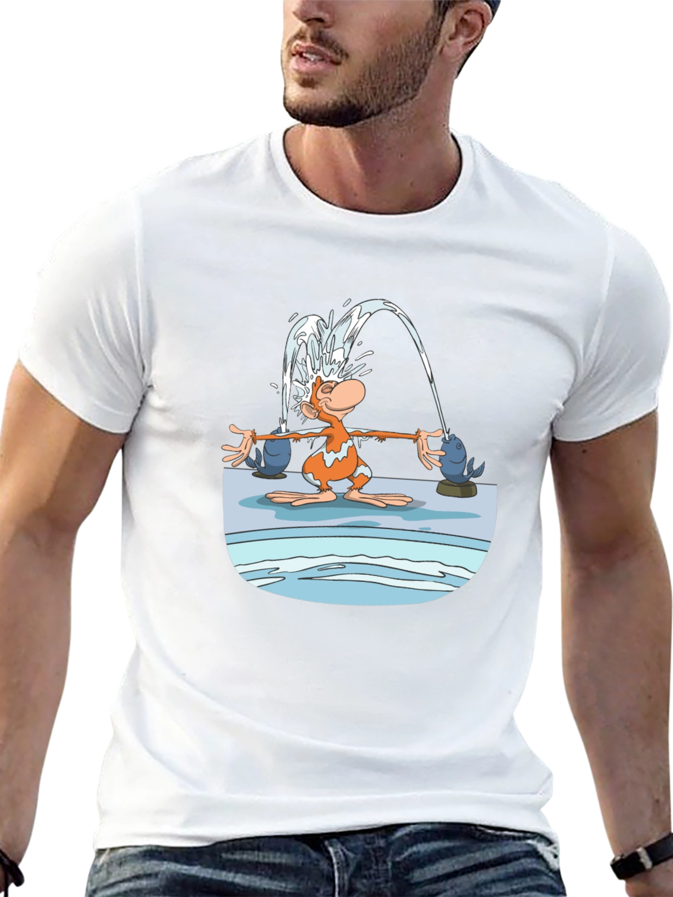 Fun Cartoon Monkey Graphic T-Shirt