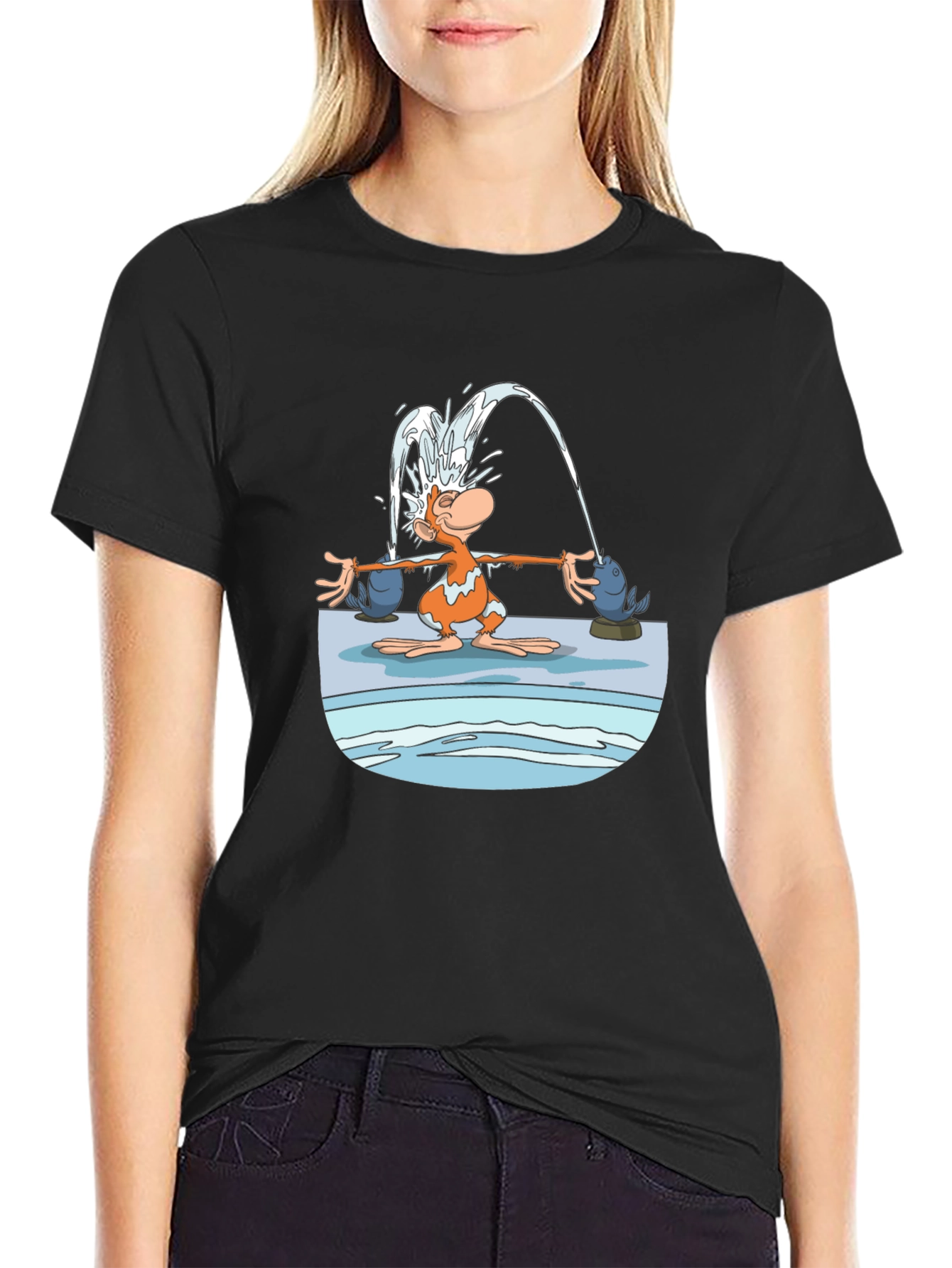 Fun Cartoon Monkey Graphic T-Shirt
