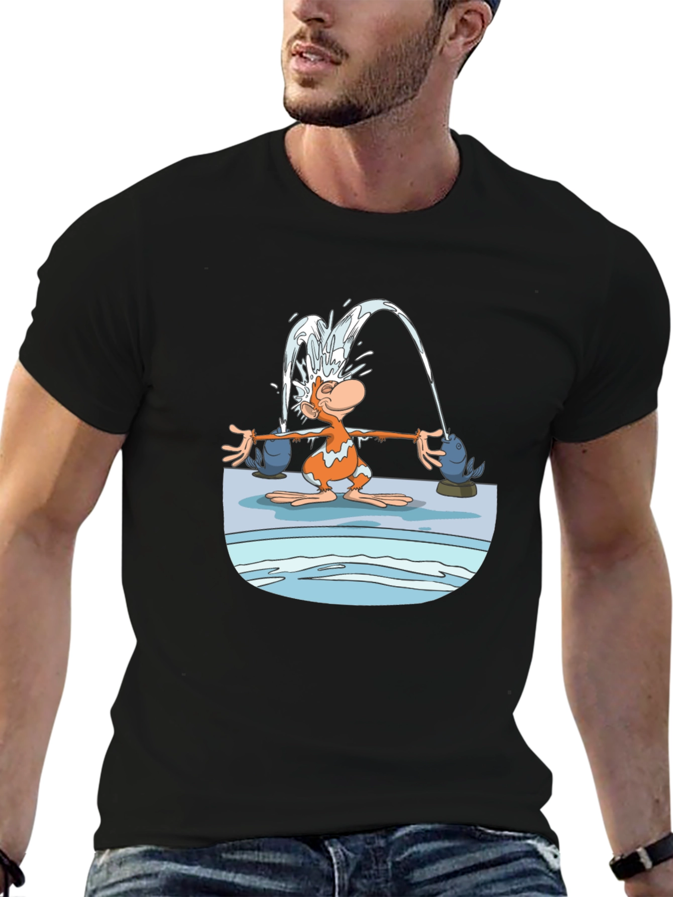 Fun Cartoon Monkey Graphic T-Shirt