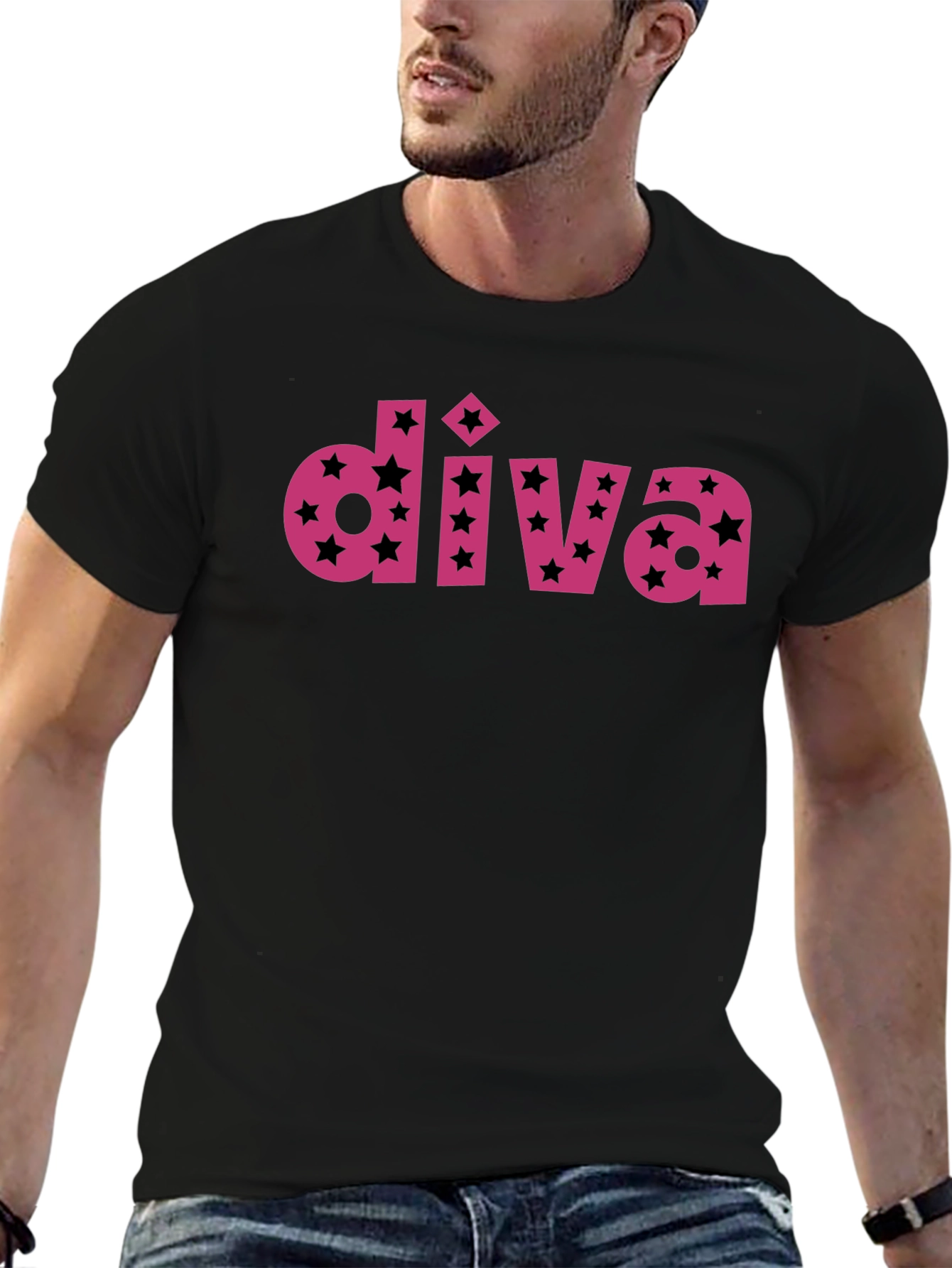 Diva Star Graphic Print Black Tee