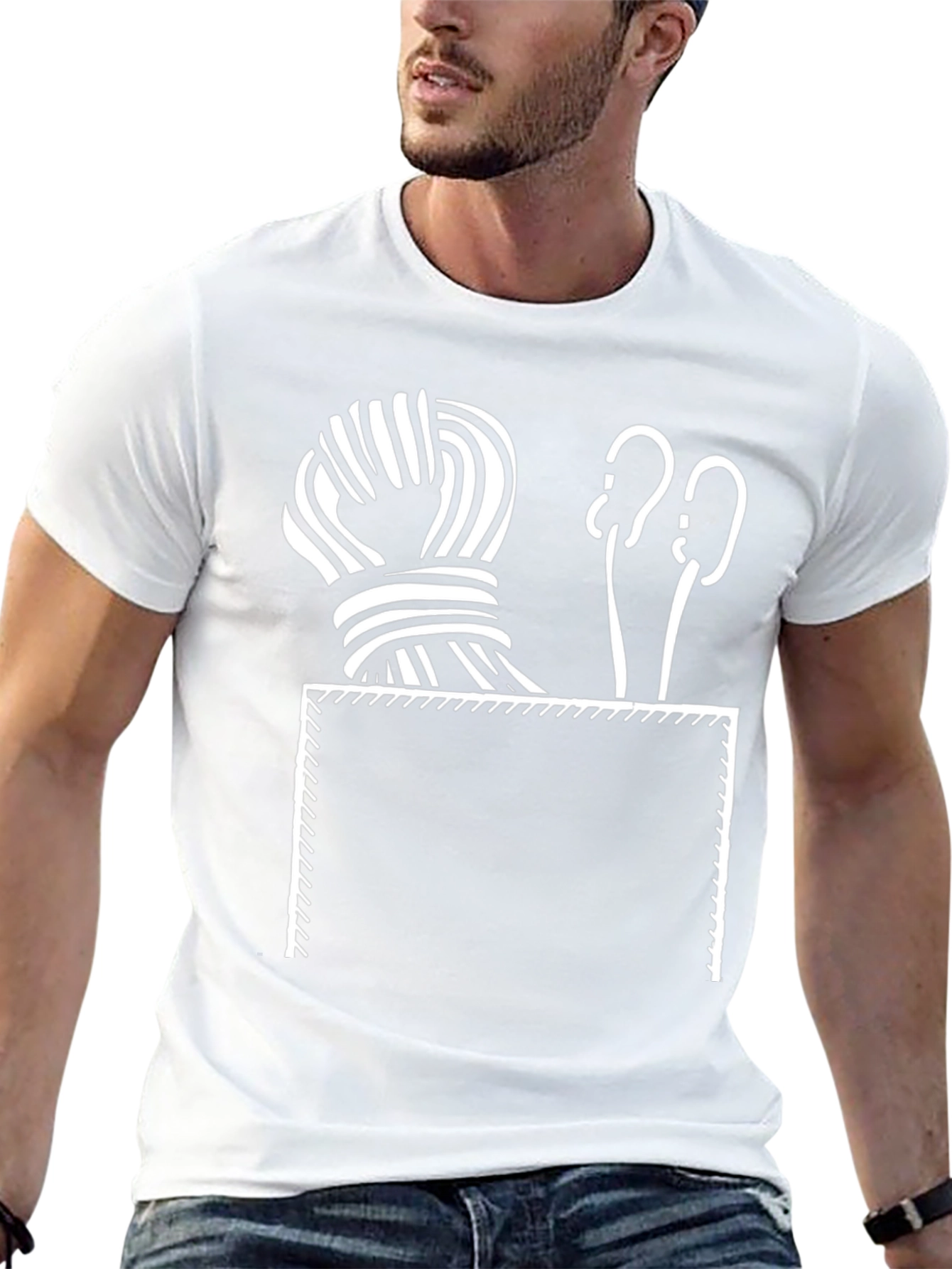 Knitting Pocket T-Shirt - Yarn & Needles Design