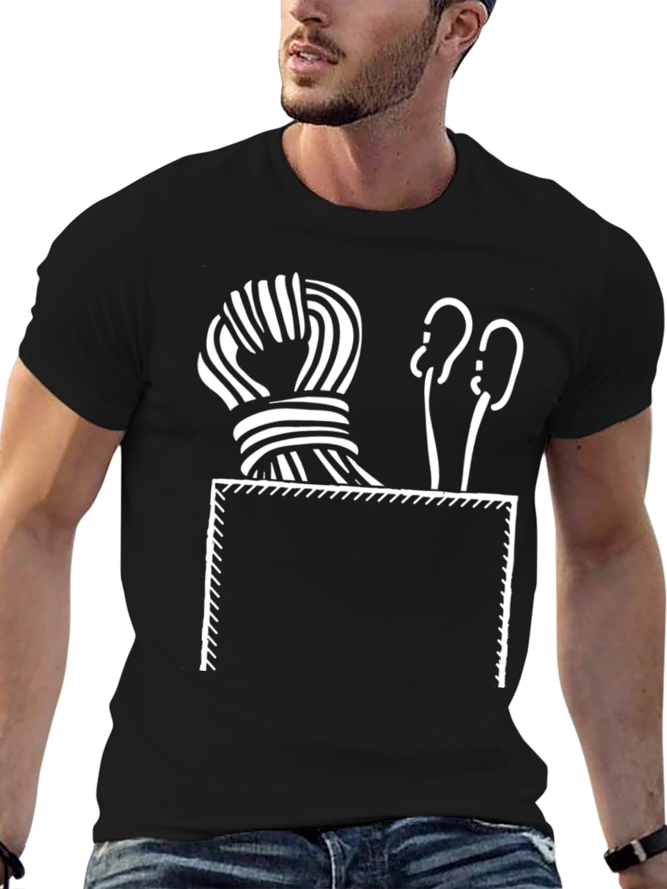 Knitting Pocket T-Shirt - Yarn & Needles Design