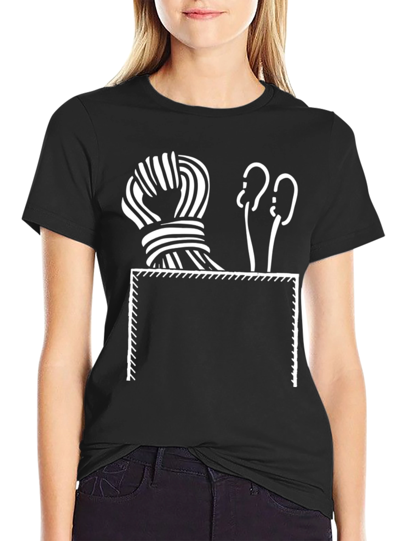 Knitting Pocket T-Shirt - Yarn & Needles Design