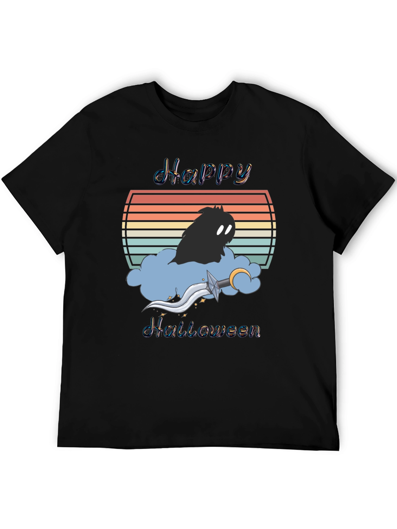 Happy Halloween T-Shirt - Retro Sunset Design