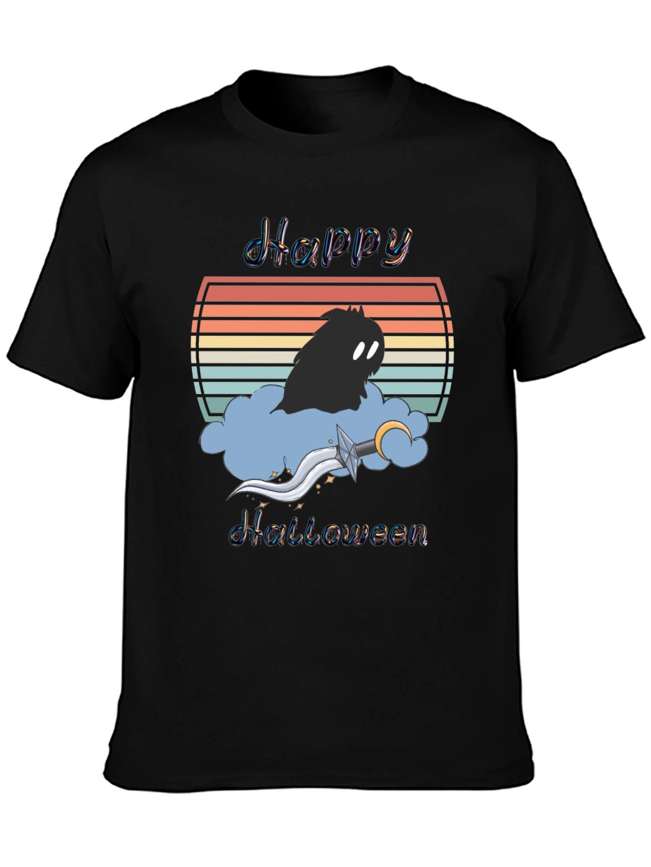 Happy Halloween T-Shirt - Retro Sunset Design