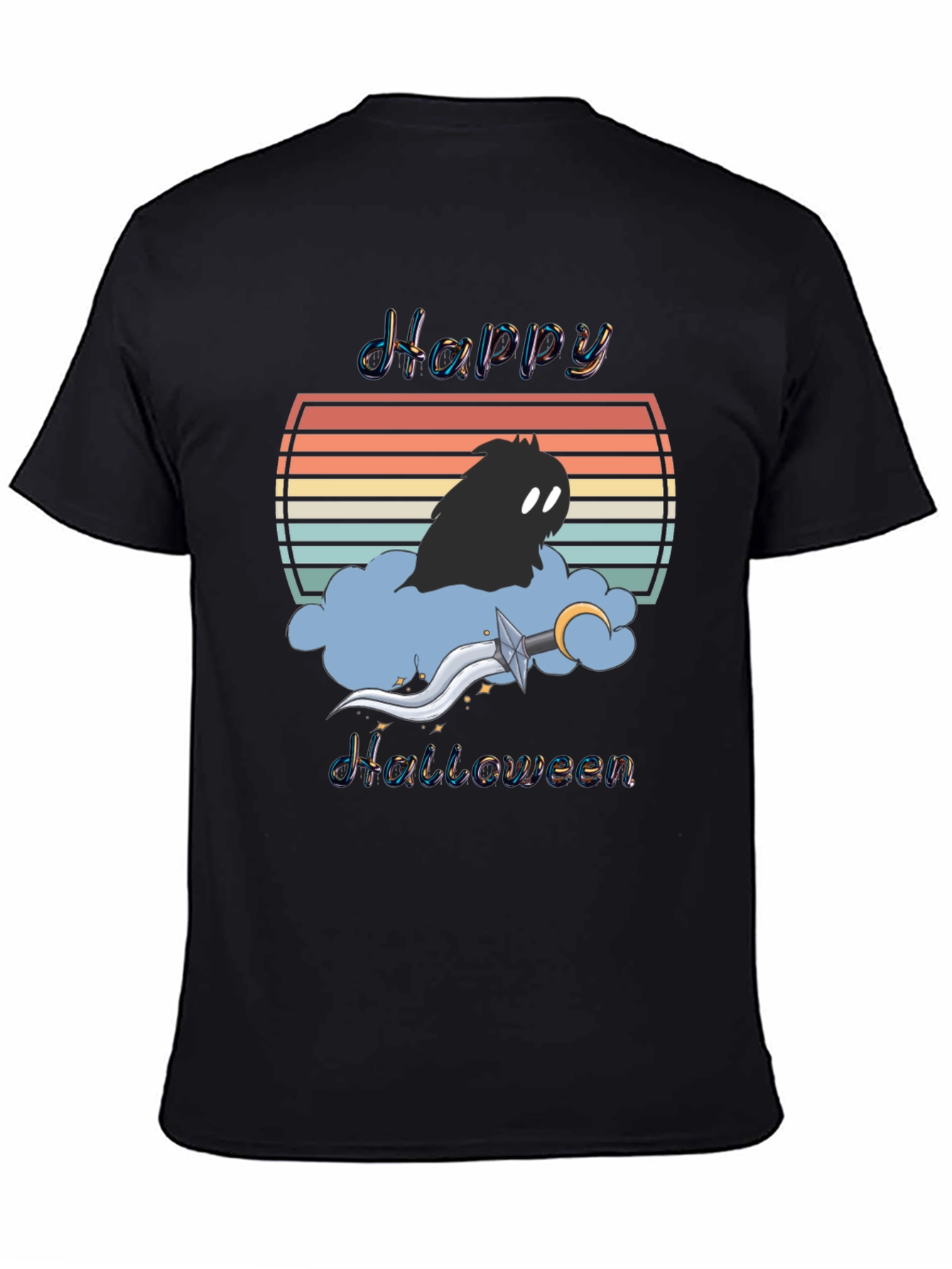 Happy Halloween T-Shirt - Retro Sunset Design