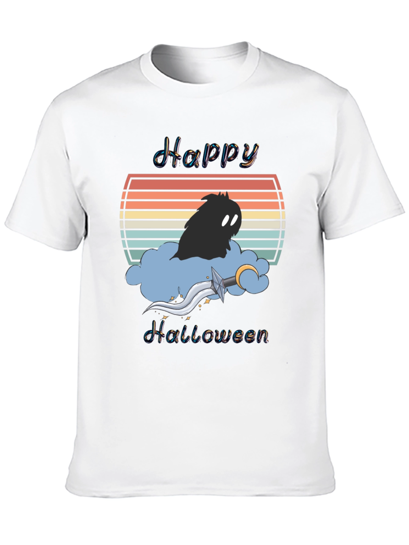 Happy Halloween T-Shirt - Retro Sunset Design