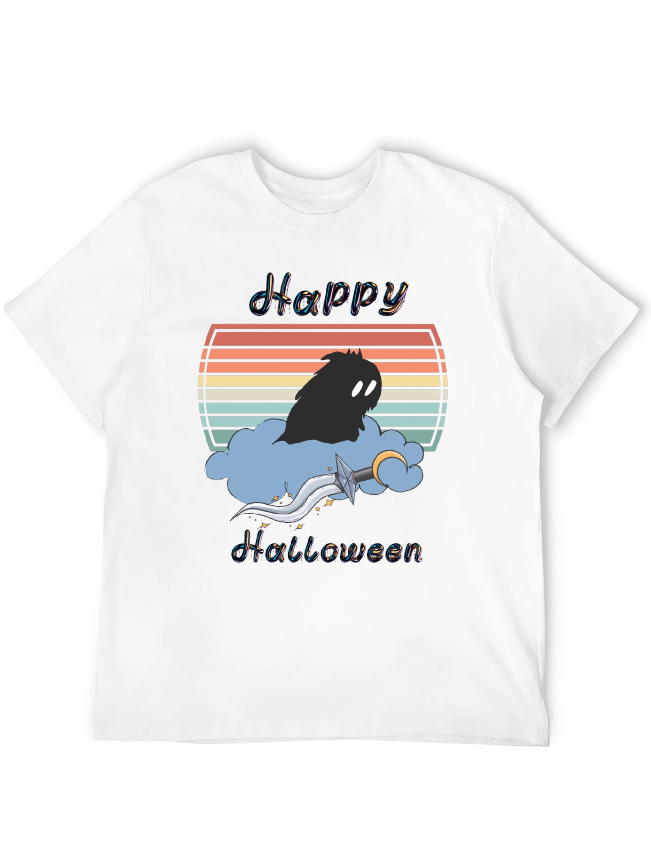 Happy Halloween T-Shirt - Retro Sunset Design