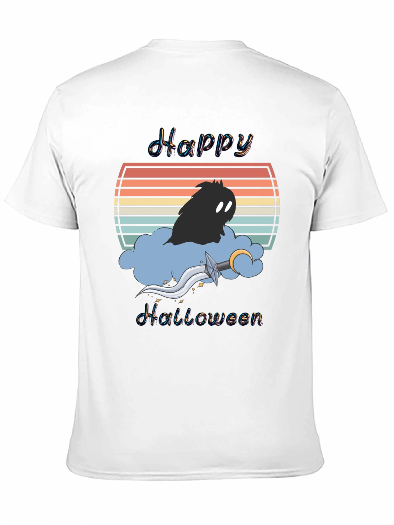 Happy Halloween T-Shirt - Retro Sunset Design